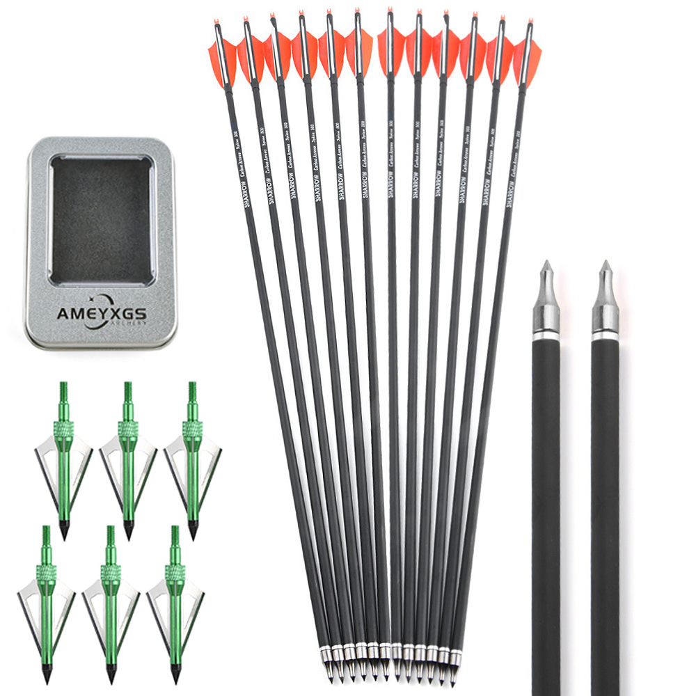 Mixed Carbon Arrows Set with Green Jade Arrowheads – Pink/White & Orange/White