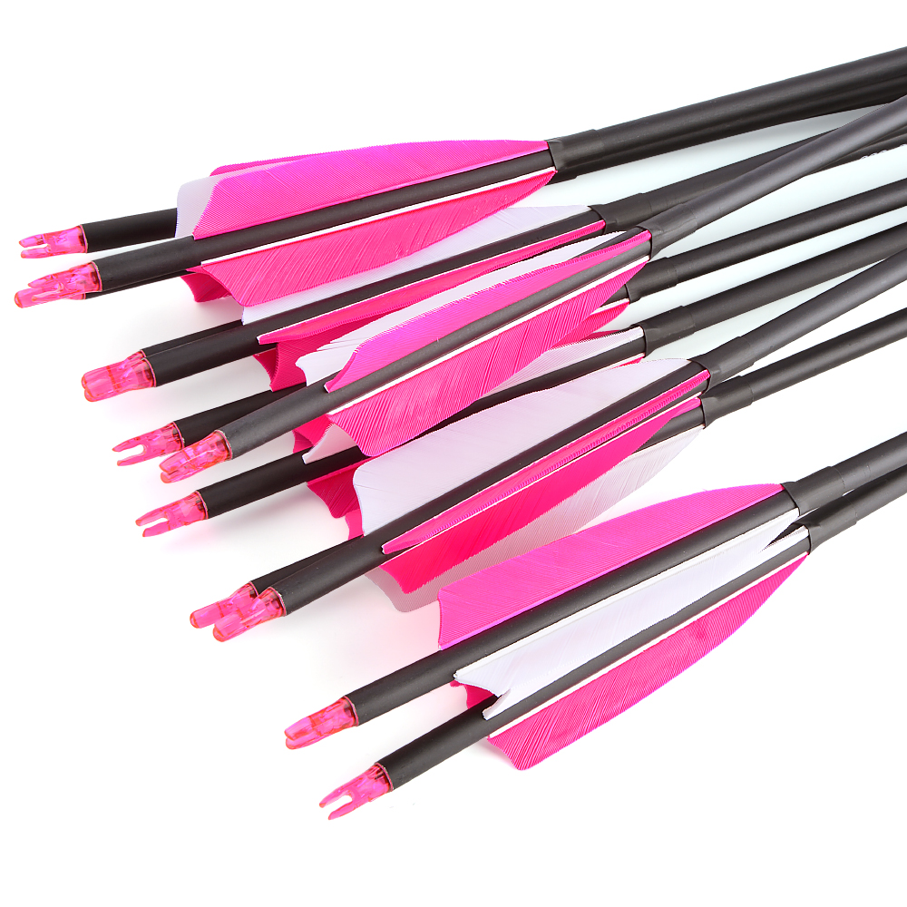 Mixed Carbon Arrows Set with Green Jade Arrowheads – Pink/White & Orange/White