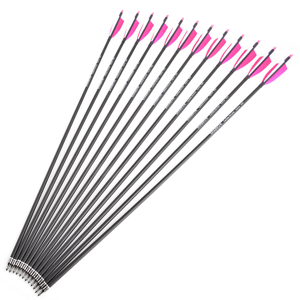 Mixed Carbon Arrows Set with Green Jade Arrowheads – Pink/White & Orange/White