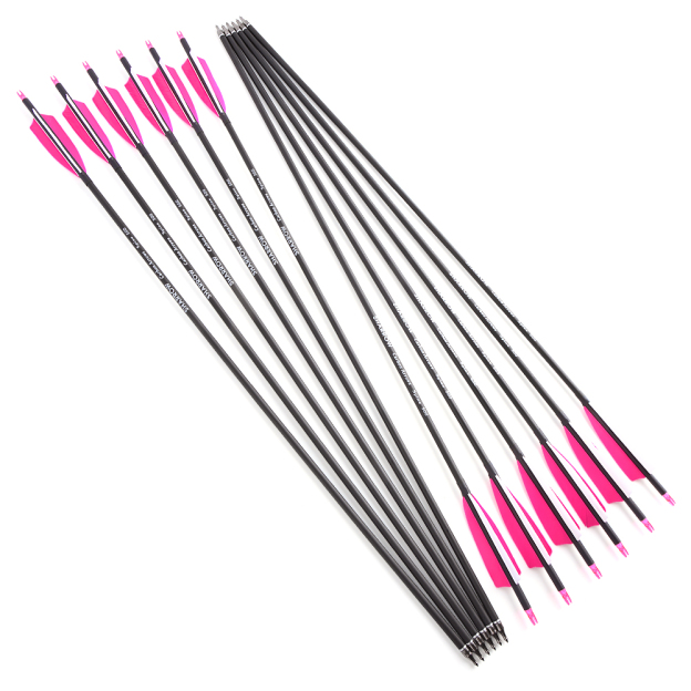 Mixed Carbon Arrows Set with Green Jade Arrowheads – Pink/White & Orange/White