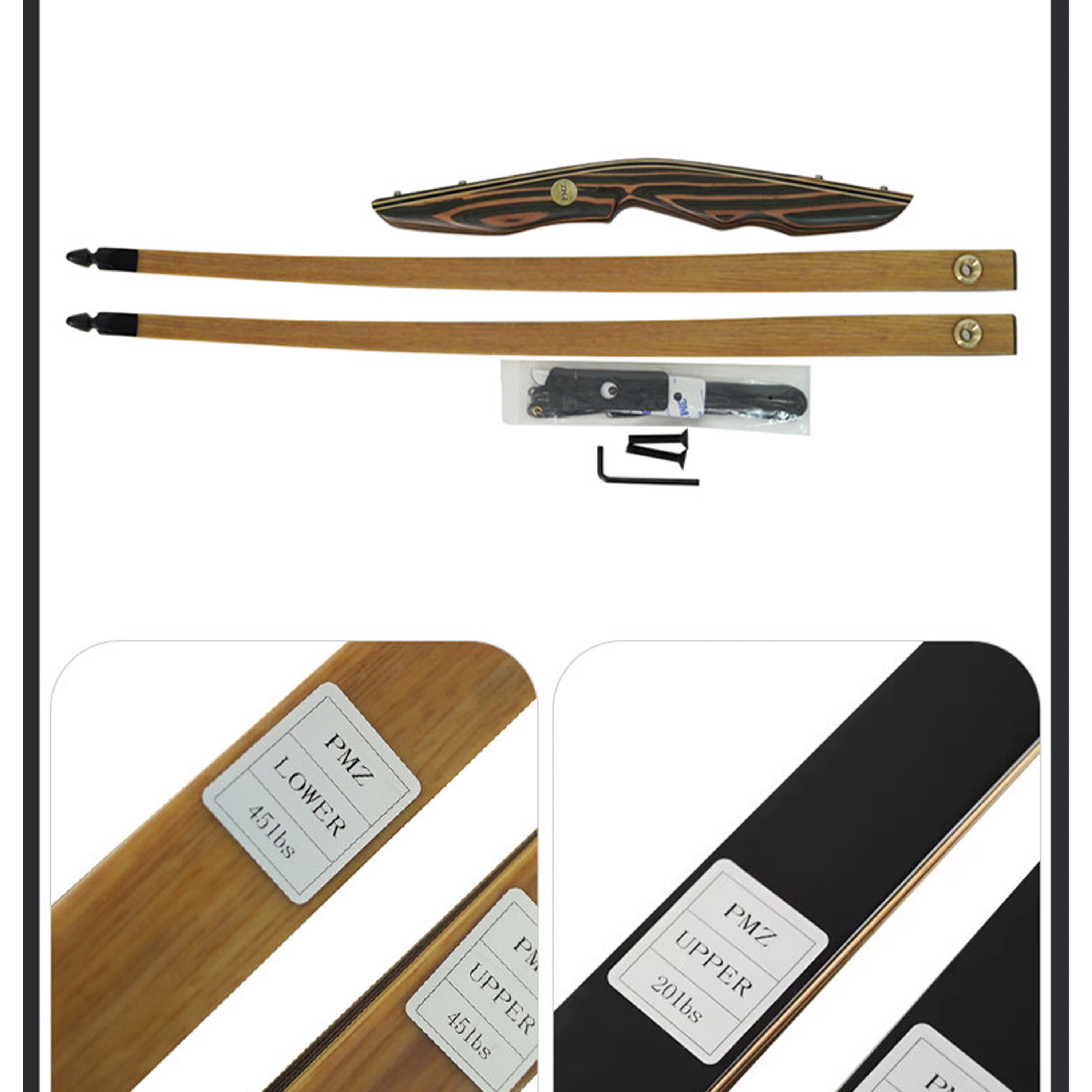 Traditional Long Bow 20-50lbs Archery Handmade Hunting Longbow 