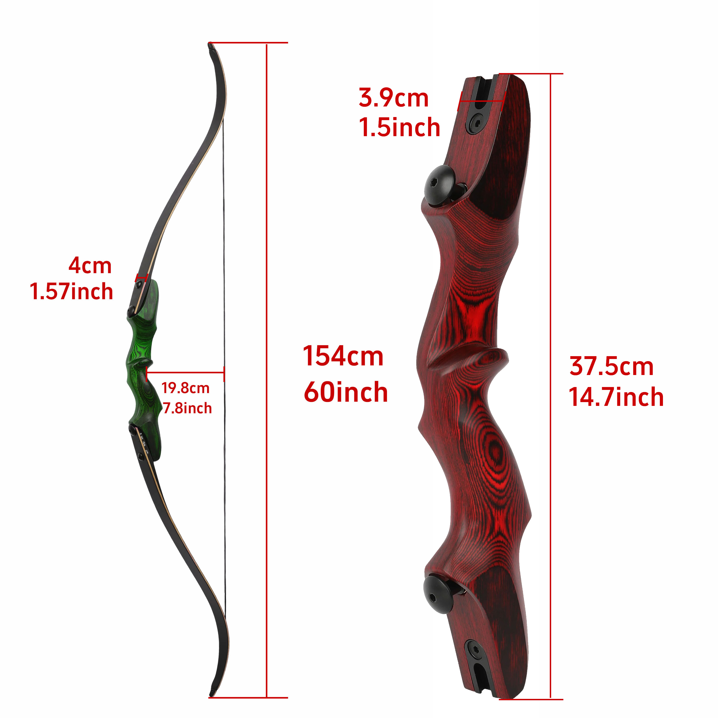 Rock Bear Recurve Bow and Arrows Kit Hunting RH 20-60lbs