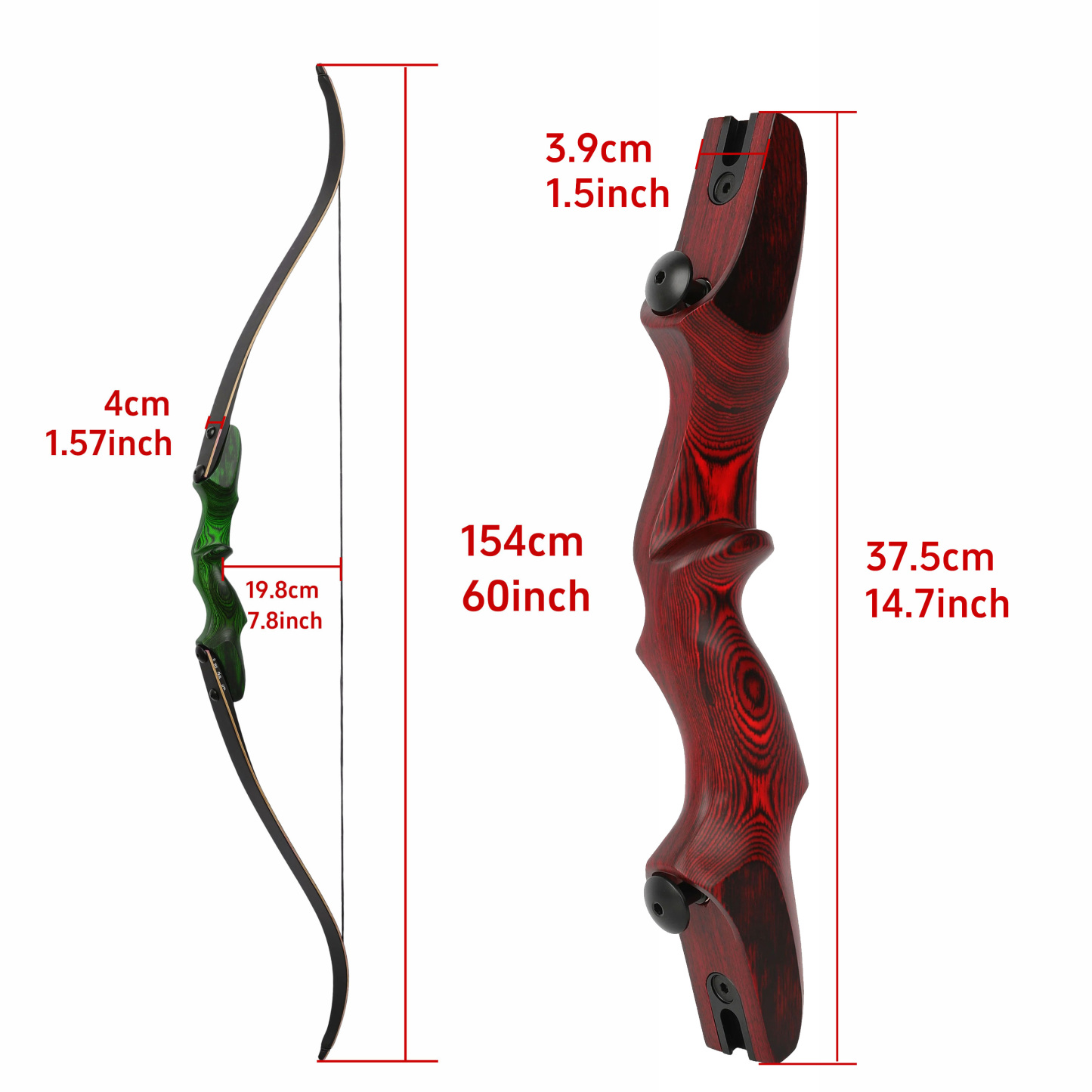 Rock Bear Recurve Bow and Arrows Kit Hunting RH 20-60lbs