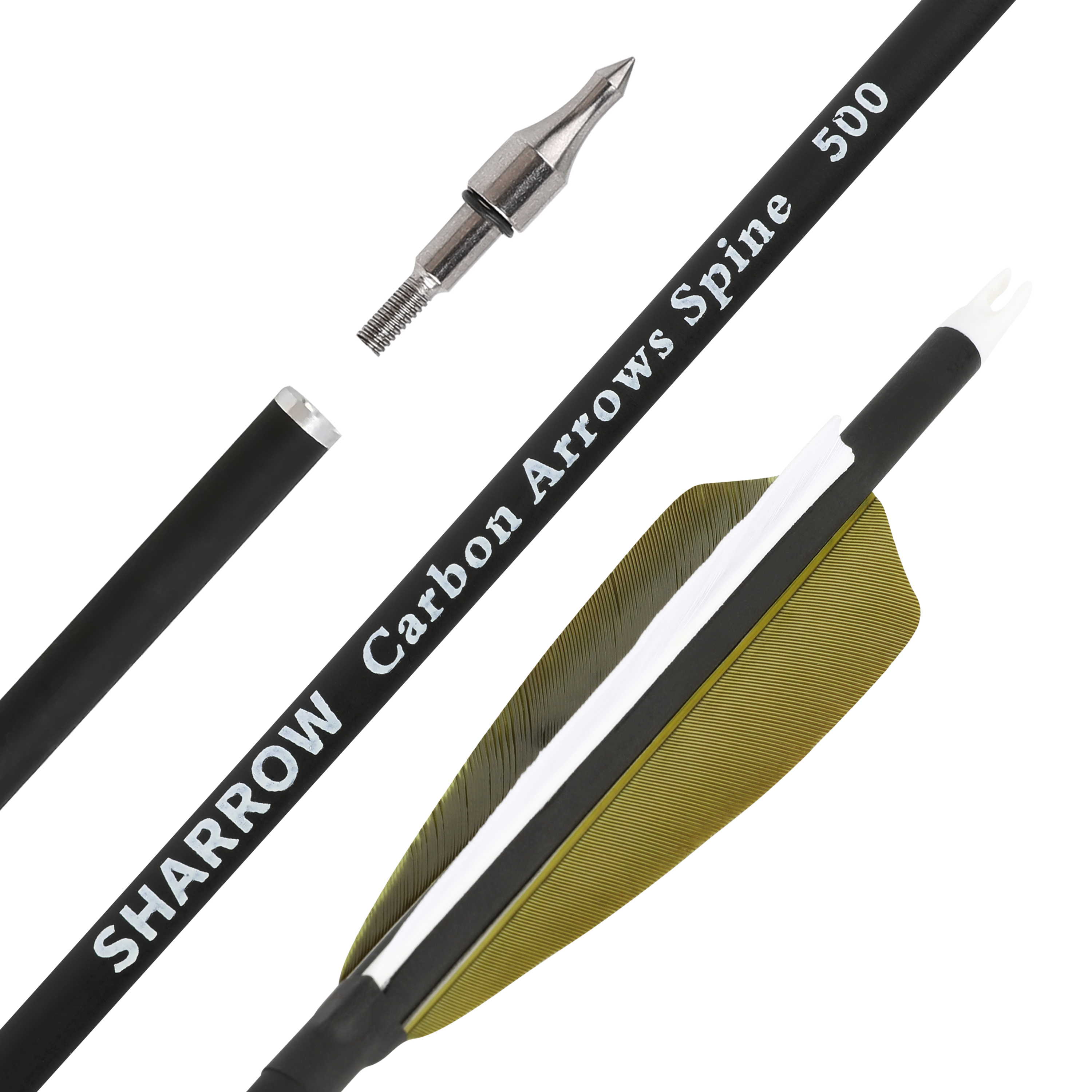 Spine 500 Mixed Carbon Arrows 30" – 12pcs Set with Cross-Star Arrowheads