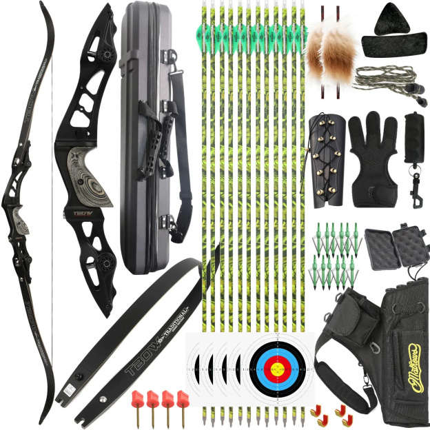 TBOW F263ILF Recurve Bow Hunting Set 62" 25-60lbs Target CNC