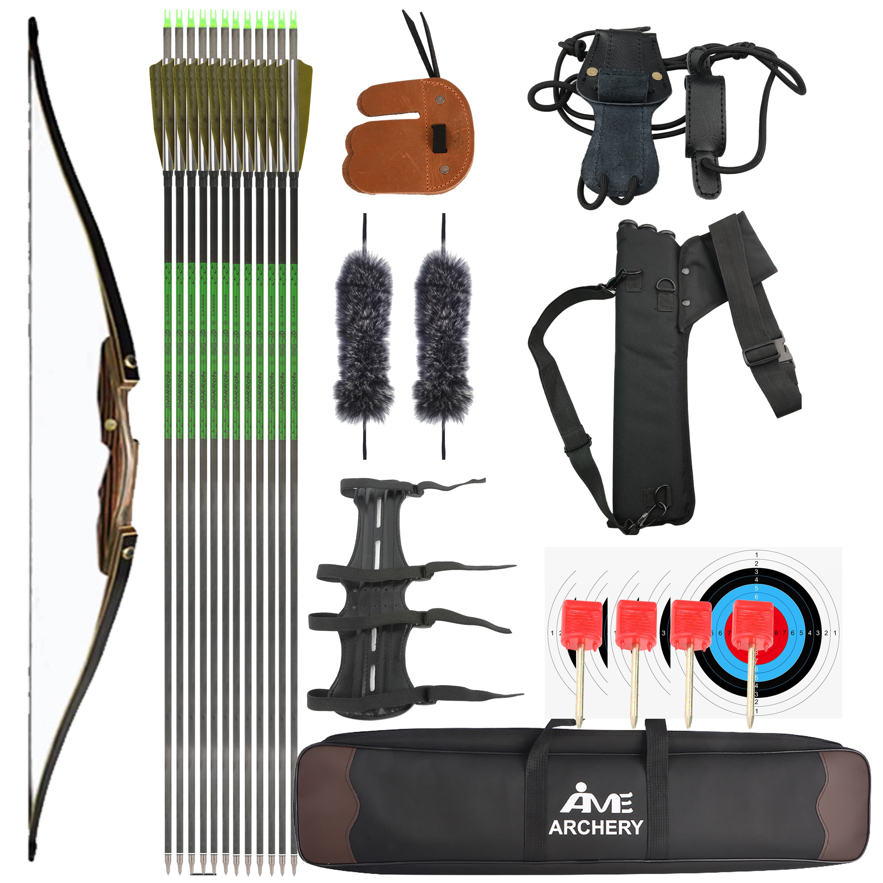 Traditional Long Bow 20-50lbs Archery Handmade Hunting Longbow 