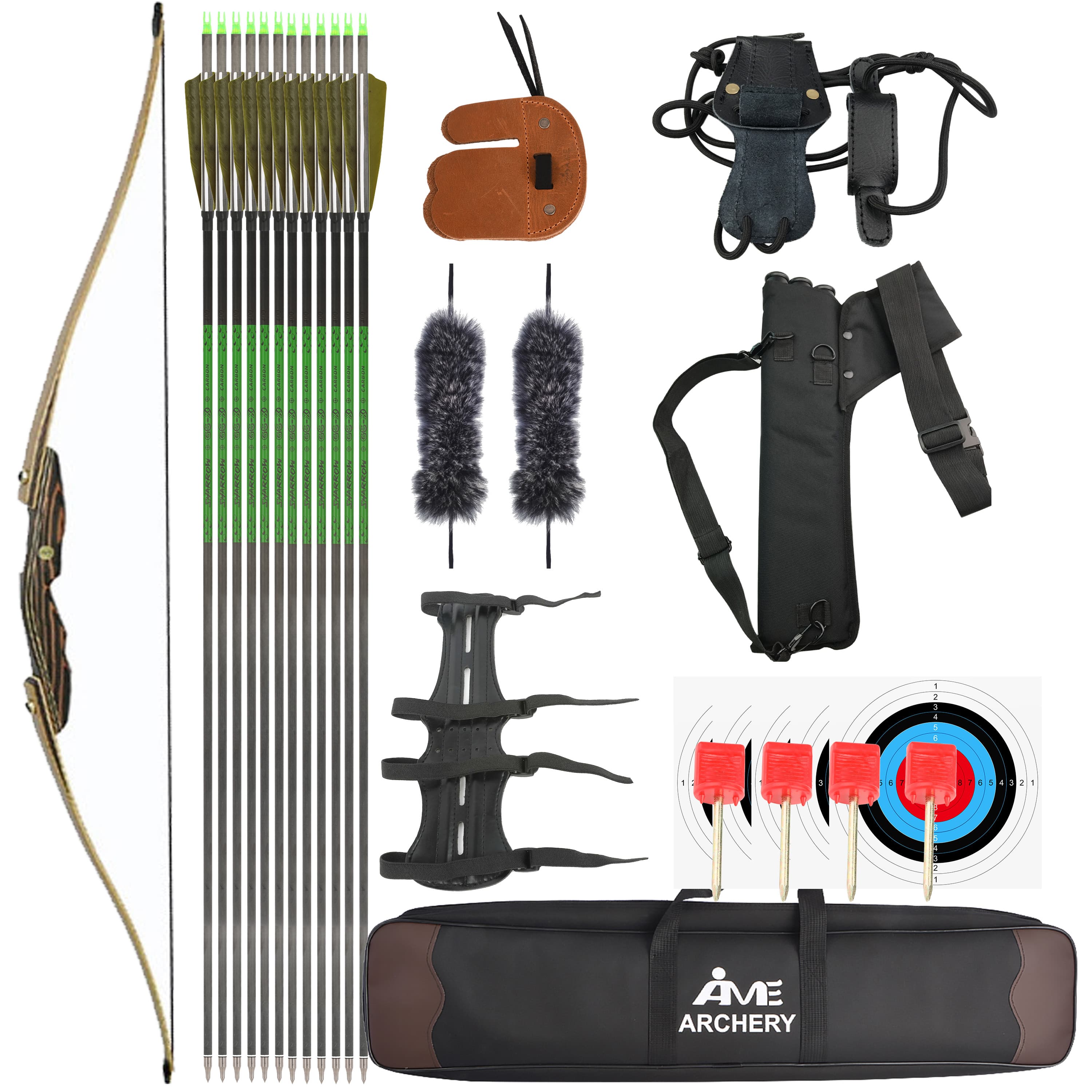 Traditional Long Bow 20-50lbs Archery Handmade Hunting Longbow 