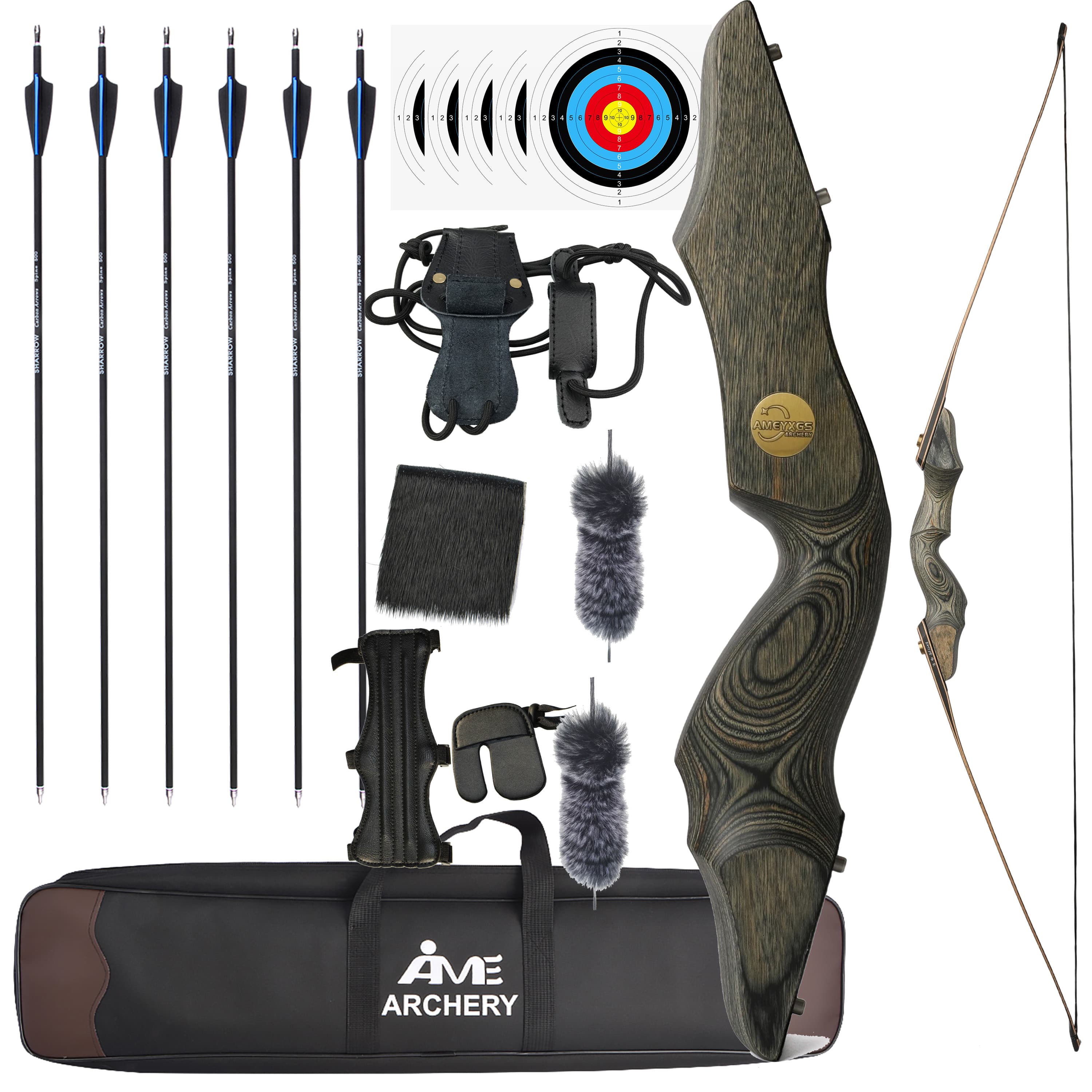 60" Takedown Longbow Recurve Bow 30-45lbs Archery Hunting Target