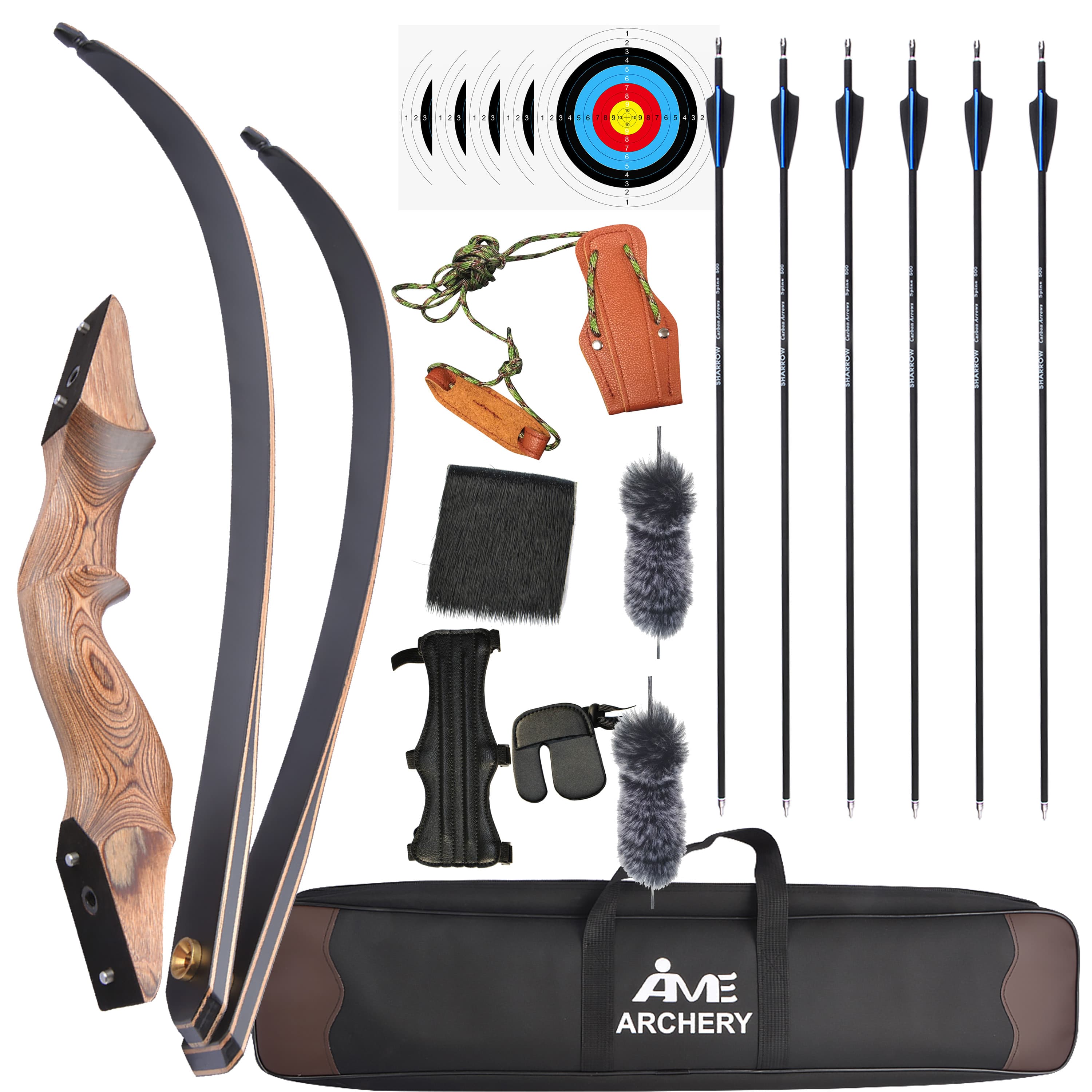60" Takedown Longbow Recurve Bow 30-50lbs Archery Hunting Target