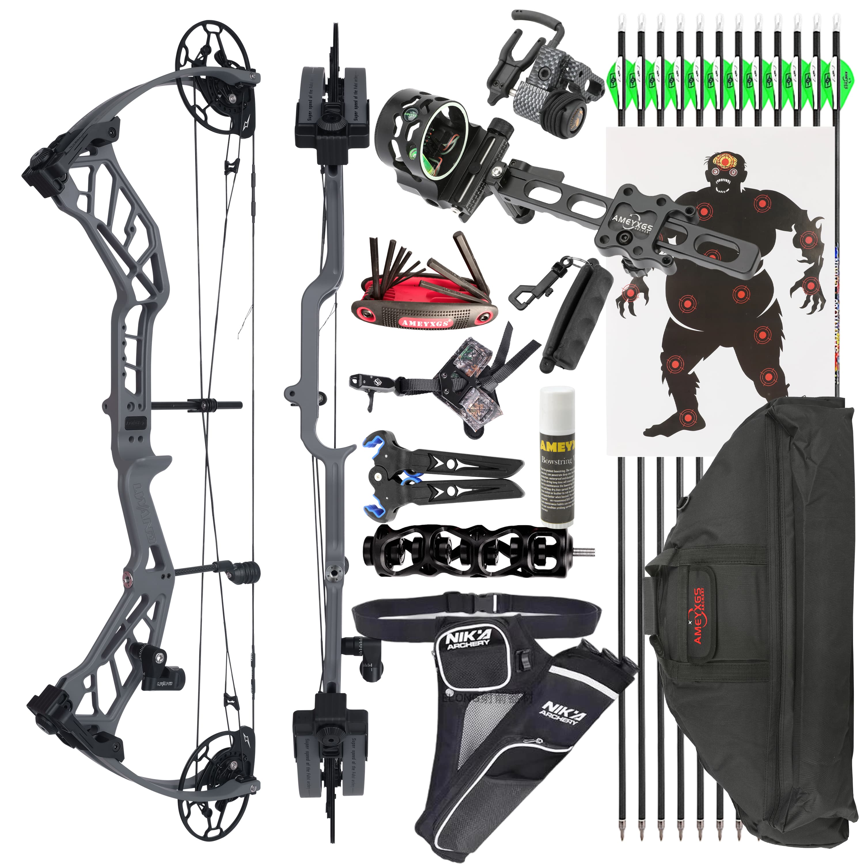 WOLFMAN Archery Compound Bow Arrows 40-70lbs Target Shooting RH