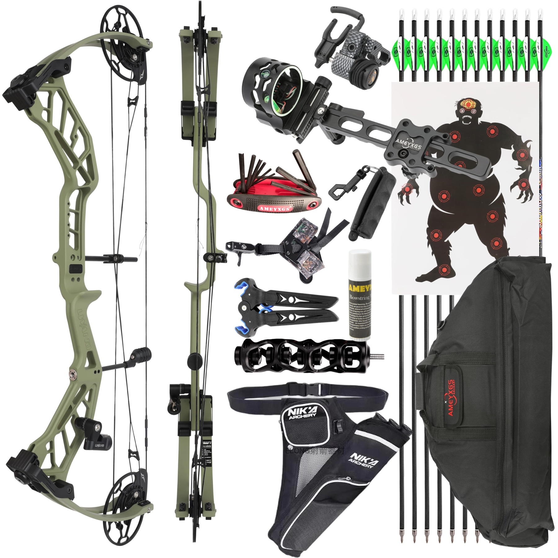 WOLFMAN Archery Compound Bow Arrows 40-70lbs Target Shooting RH