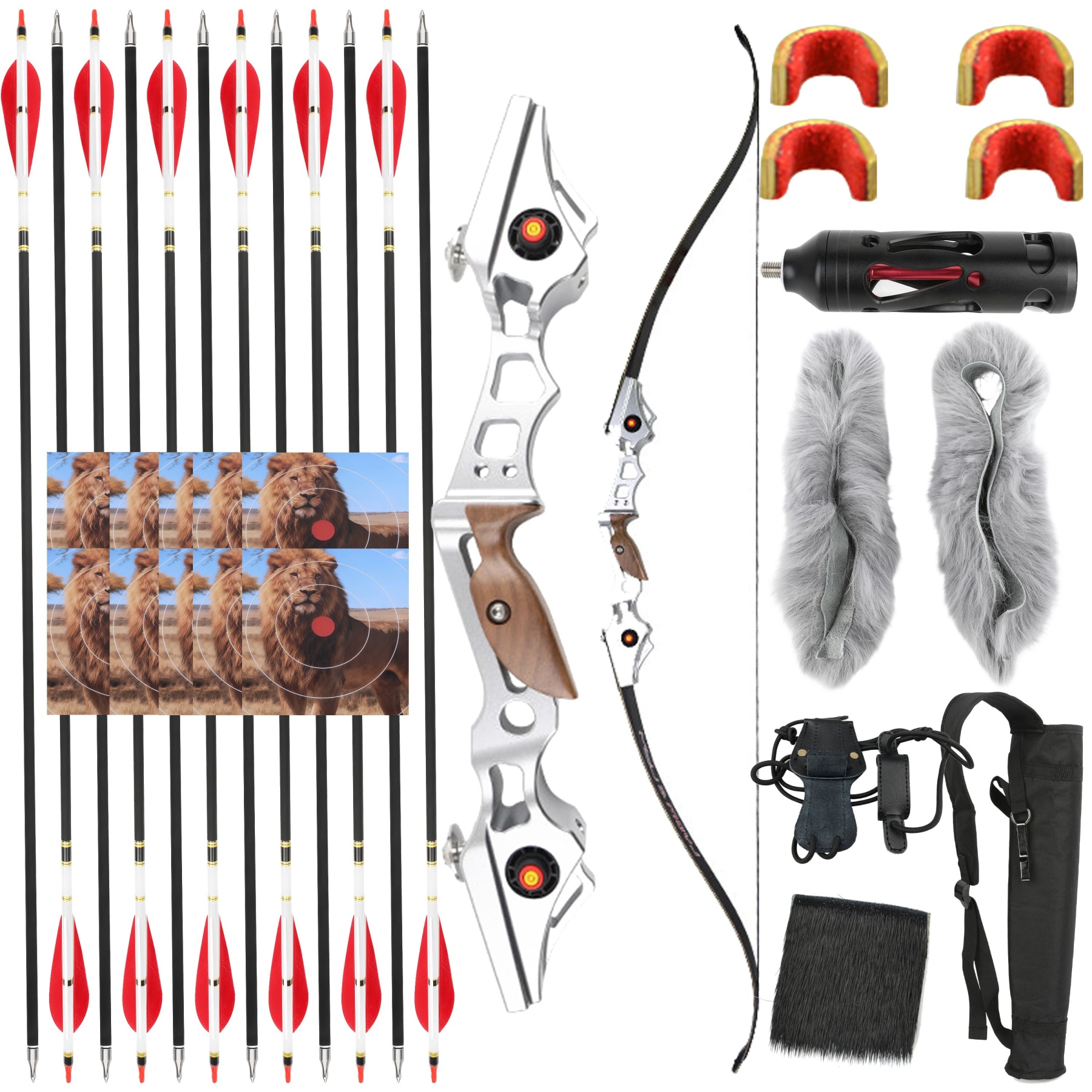 WOLFMAN Archery Hunting Takedown Recurve Bow Kit RH 30-50lbs