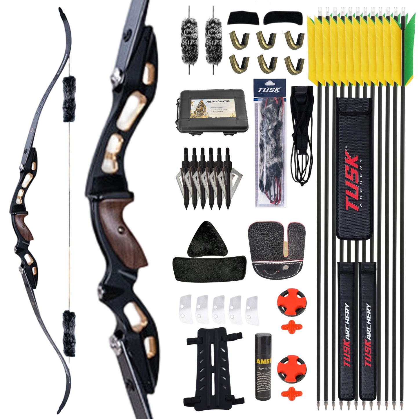 ILF Recurve Bow 20-55lbs Adjustable Draw Weight 19" Riser Fiberglass Limbs