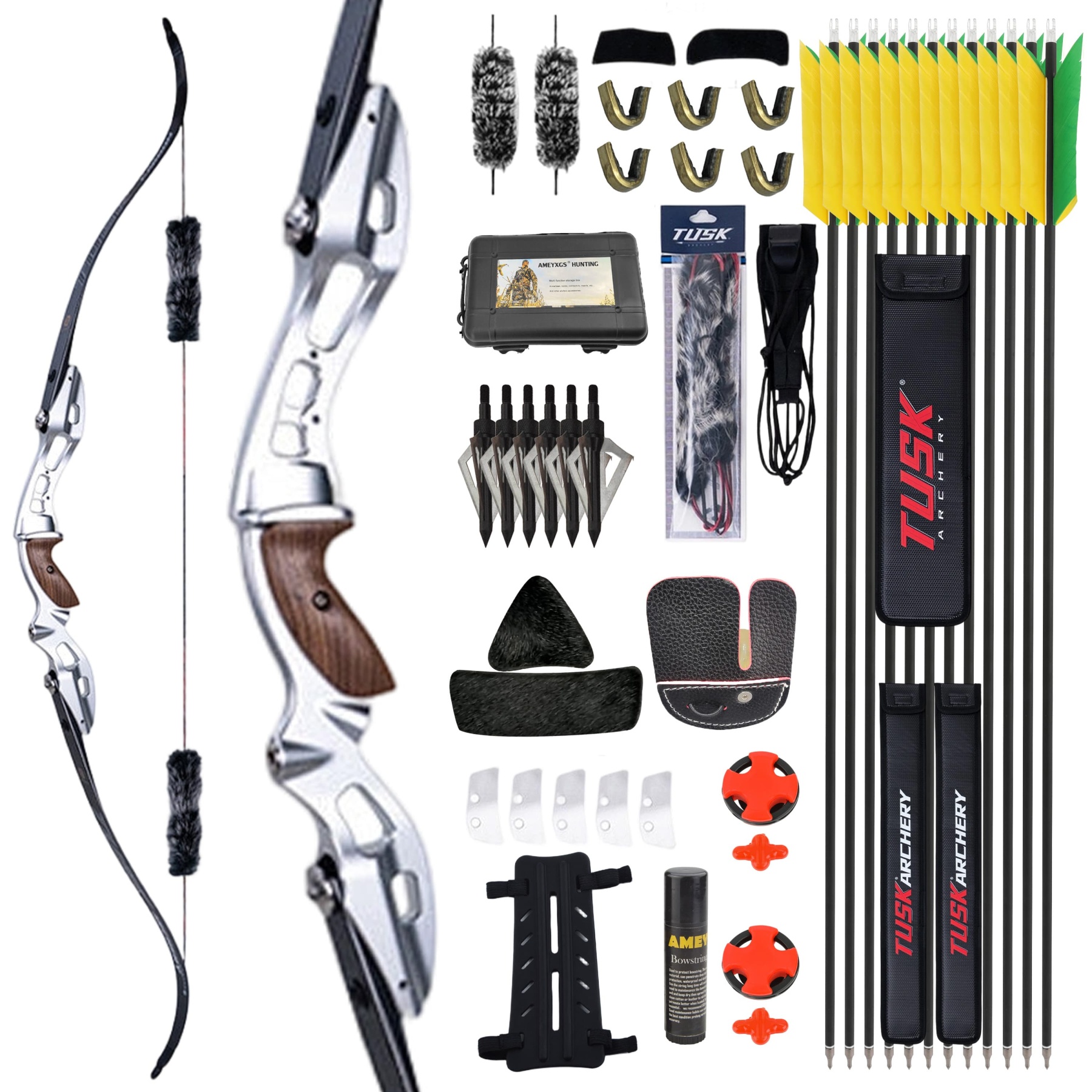 WOLFMAN Archery Takedown Recurve Bow Kit 20-55bs Shooting 
