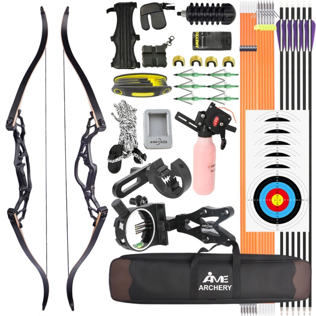 WOLFMAN Archery Takedown Recurve Bow Set 30-60lbs 62'' Hunting Shooting
