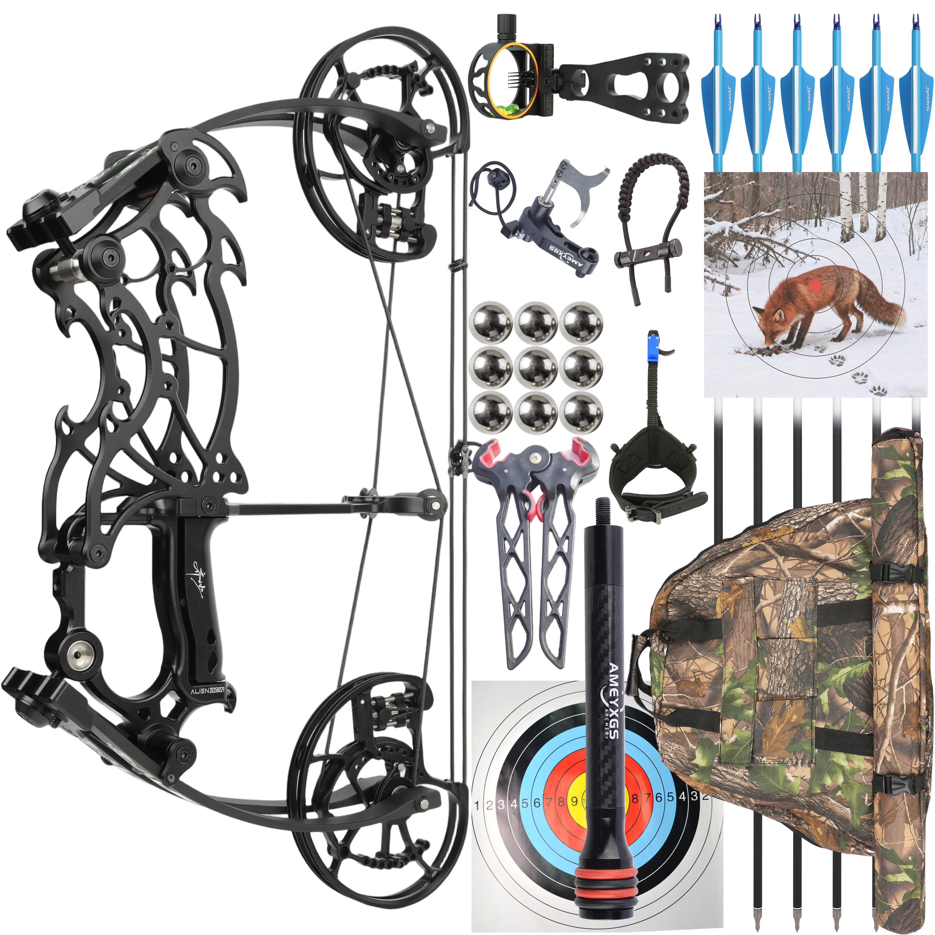 WOLFMAN Compound Bow 30-70lbs Archery Target Kit Shooting