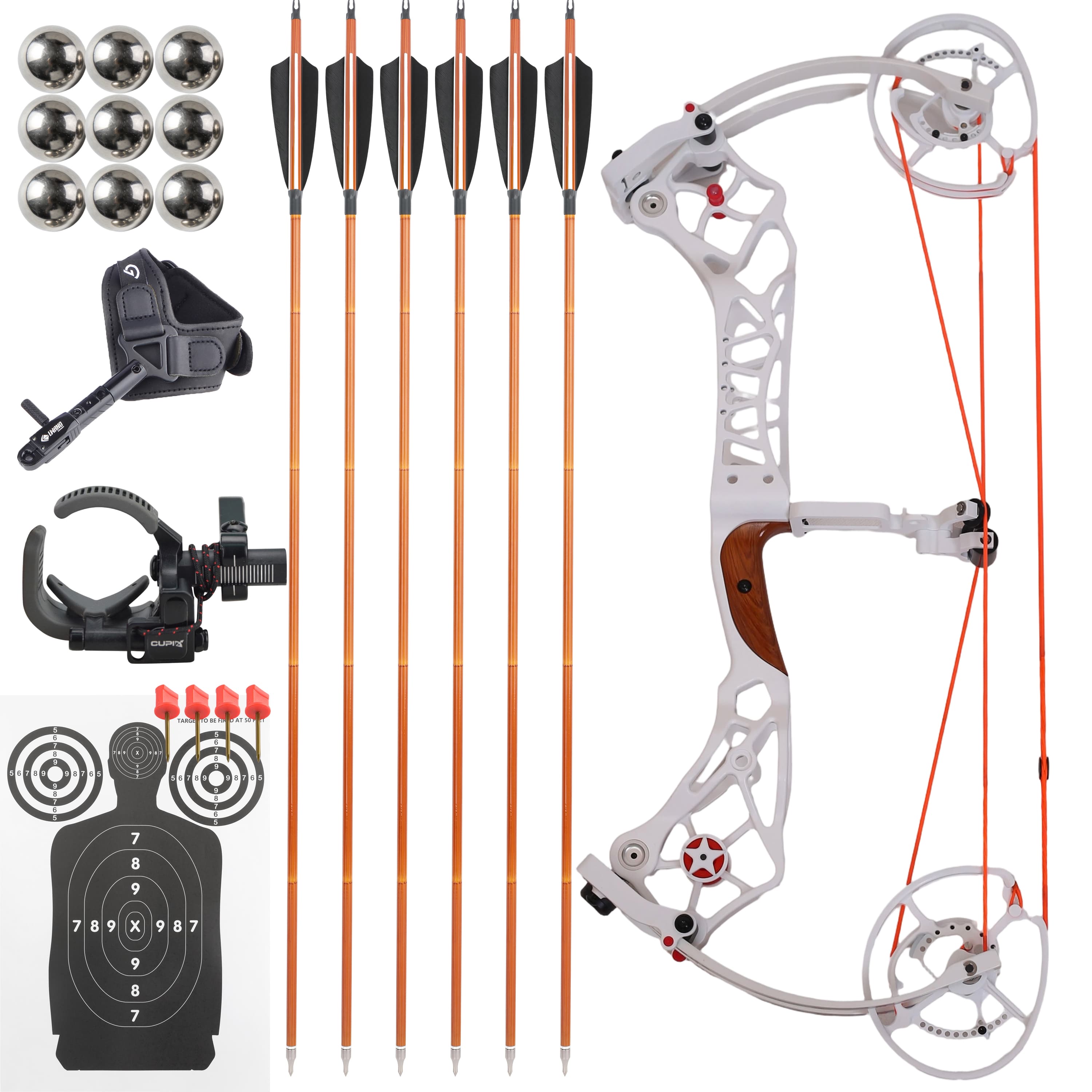 WOLFMAN Compound Bow 40-75lbs Archery Target Kit Shooting