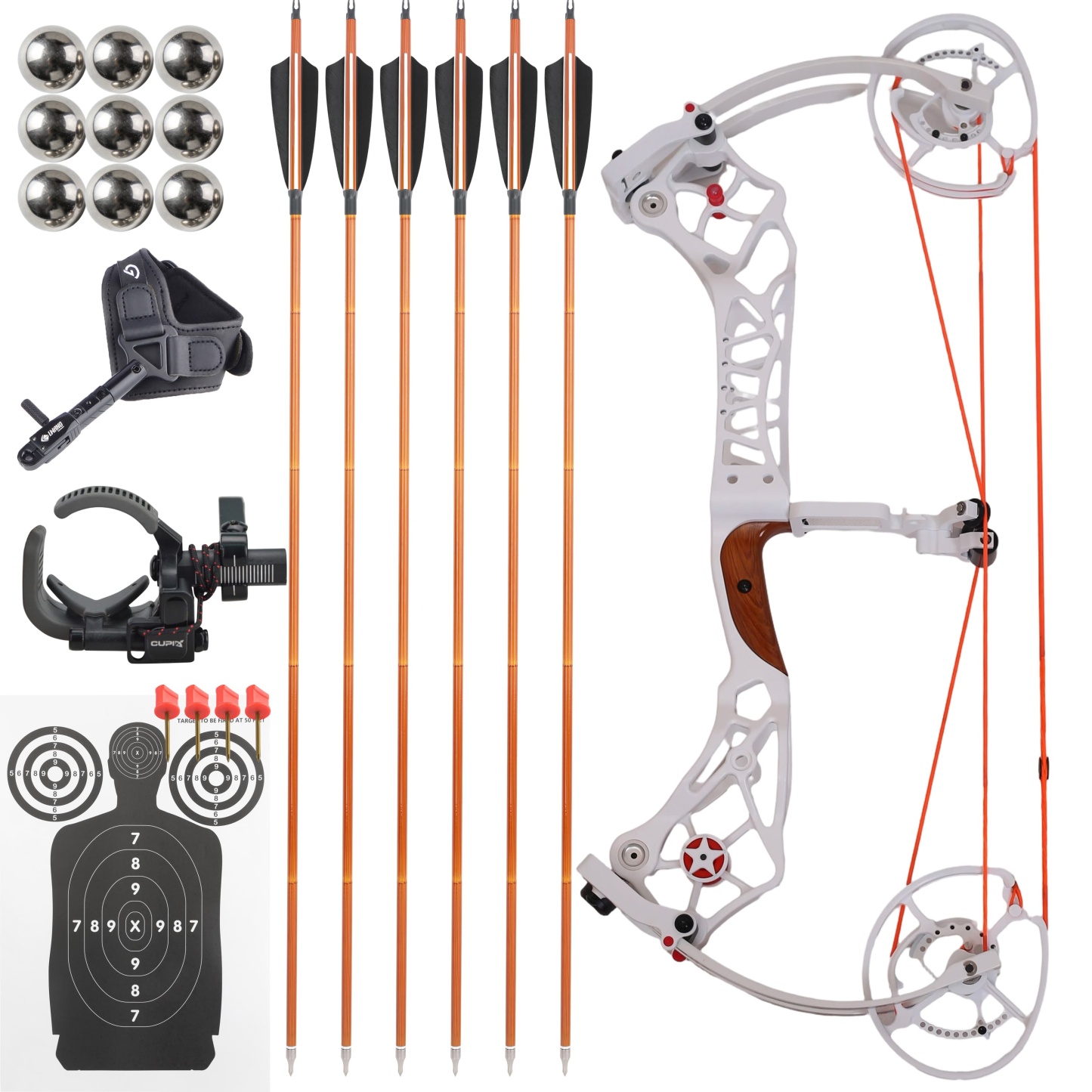 WOLFMAN Compound Bow 40-75lbs Archery Target Kit Shooting
