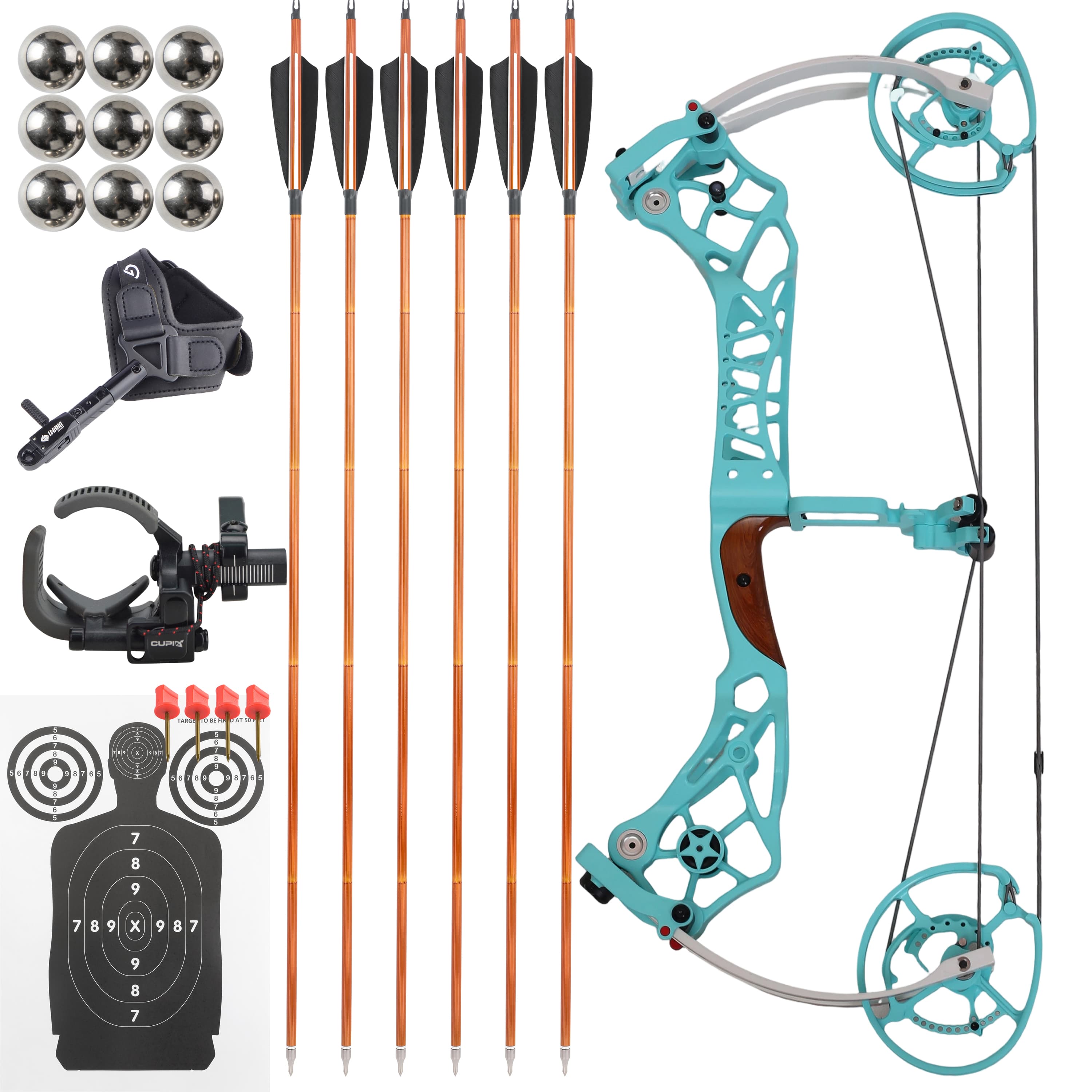 WOLFMAN Compound Bow 40-75lbs Archery Target Kit Shooting