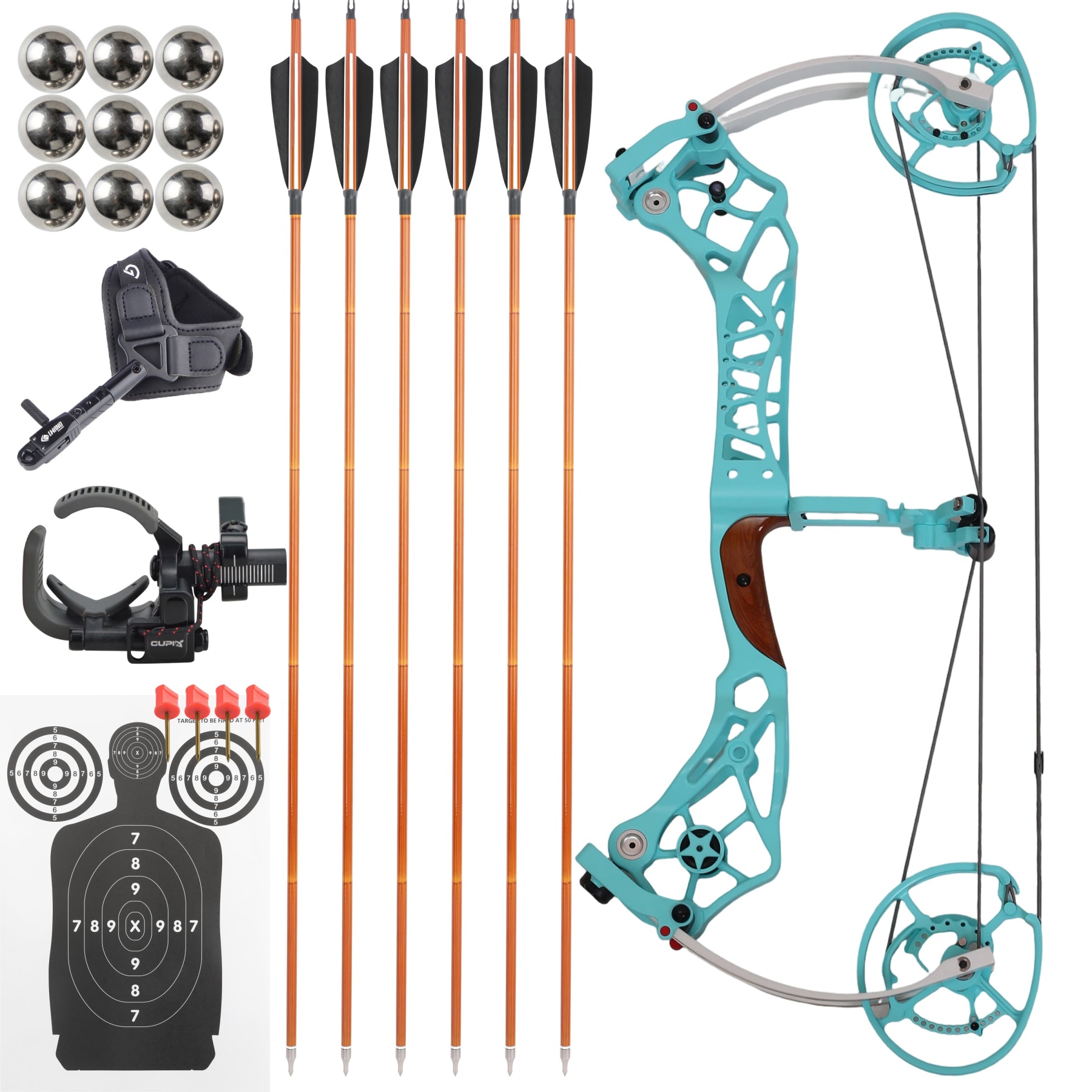 WOLFMAN Compound Bow 40-75lbs Archery Target Kit Shooting