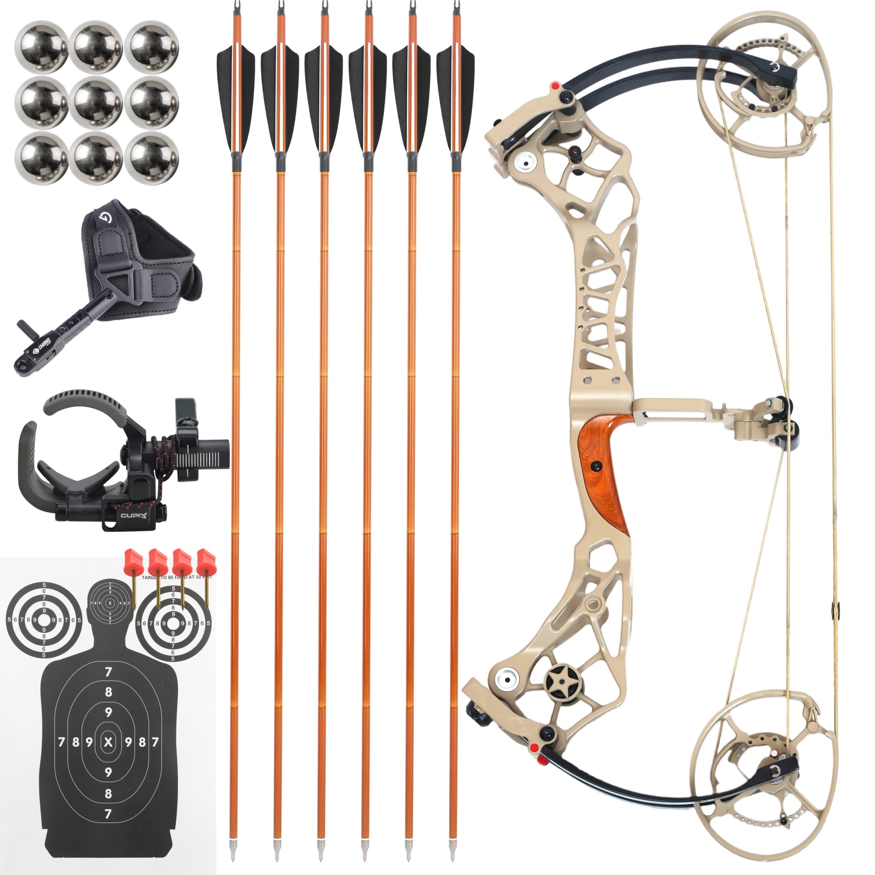 WOLFMAN Compound Bow 40-75lbs Archery Target Kit Shooting