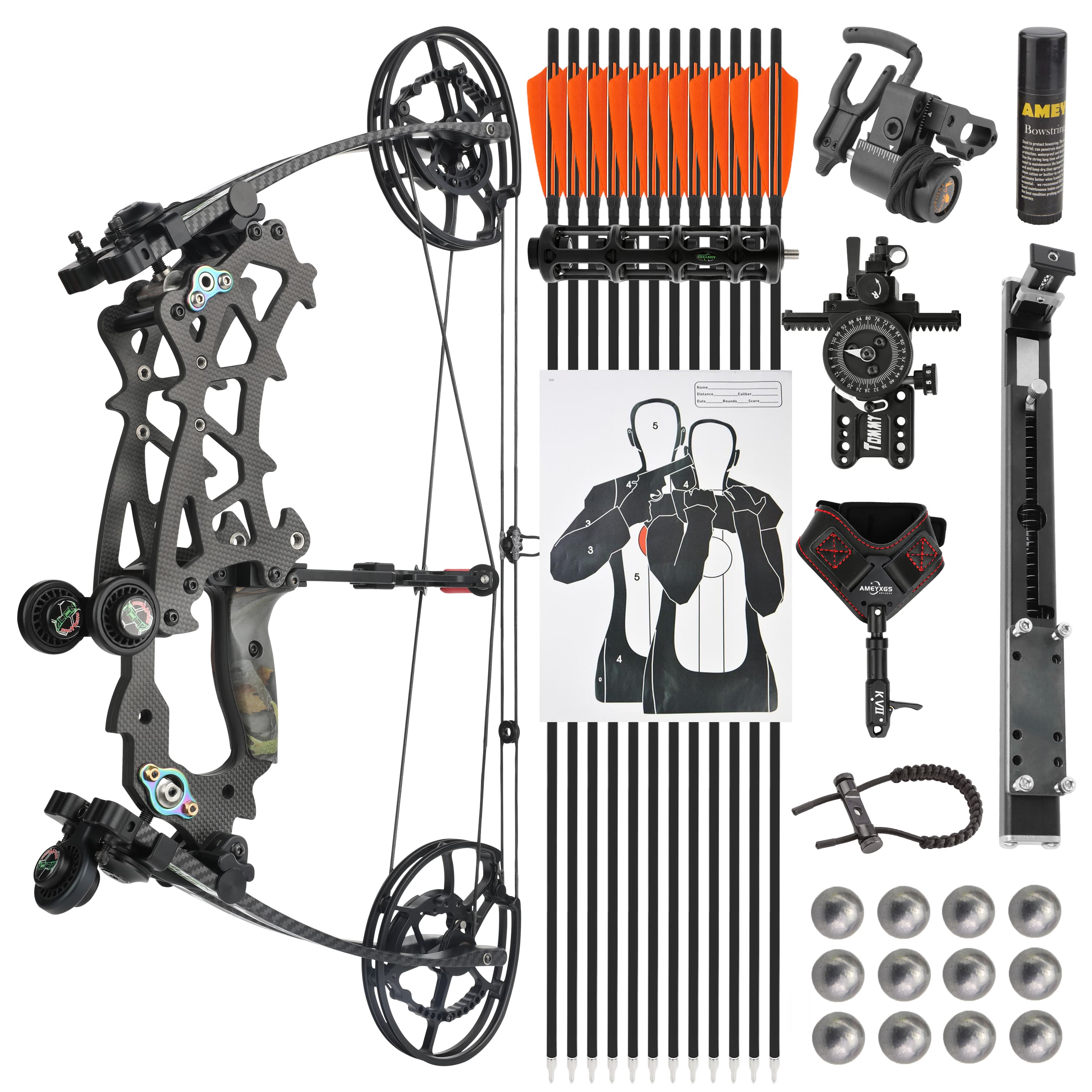 WOLFMAN Compound Bow Arrow set 40-70lbs Archery Let-off 80% Target