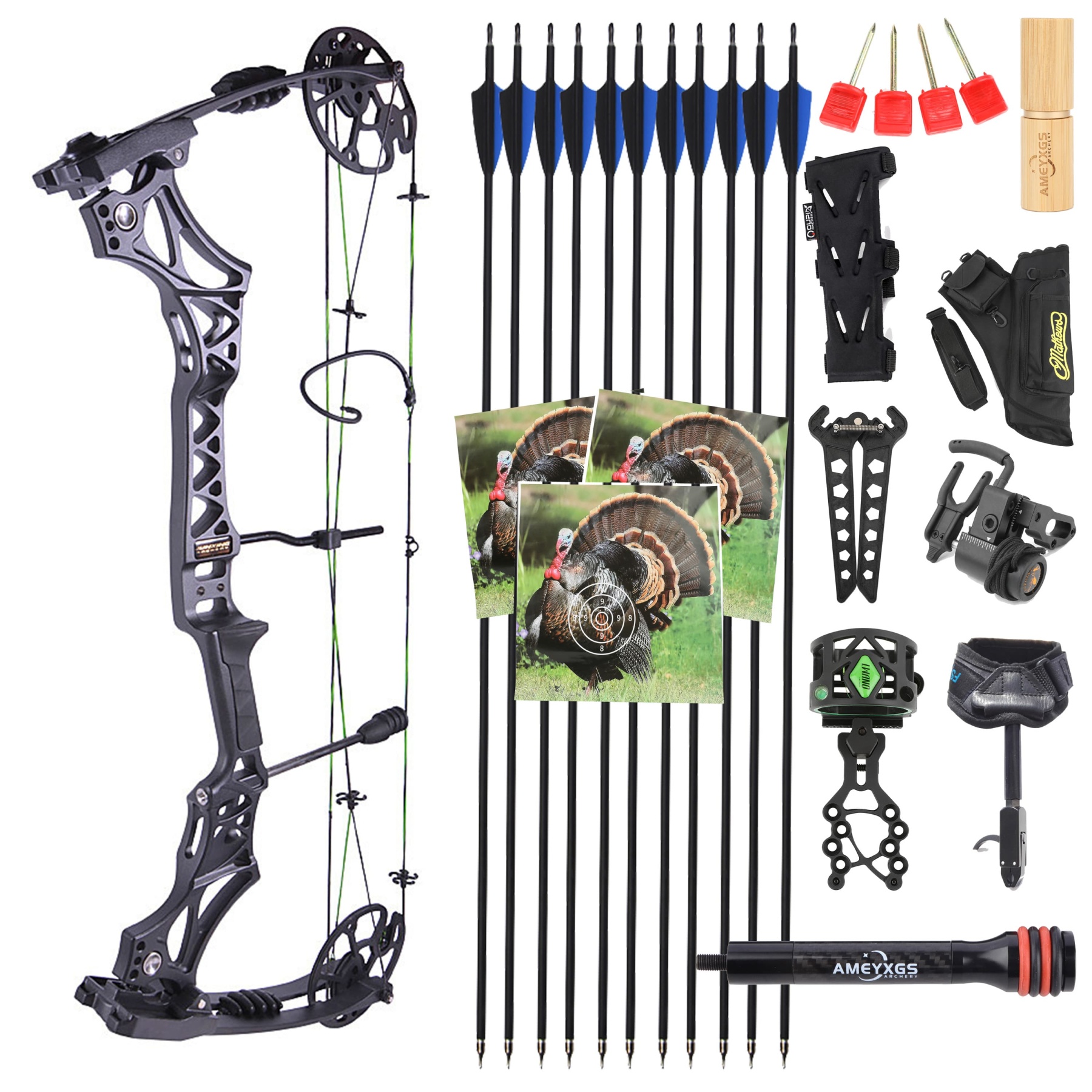 JUNXING M129 Compound Bow Arrows Kit 30-70lbs Hunting Target MAX 7