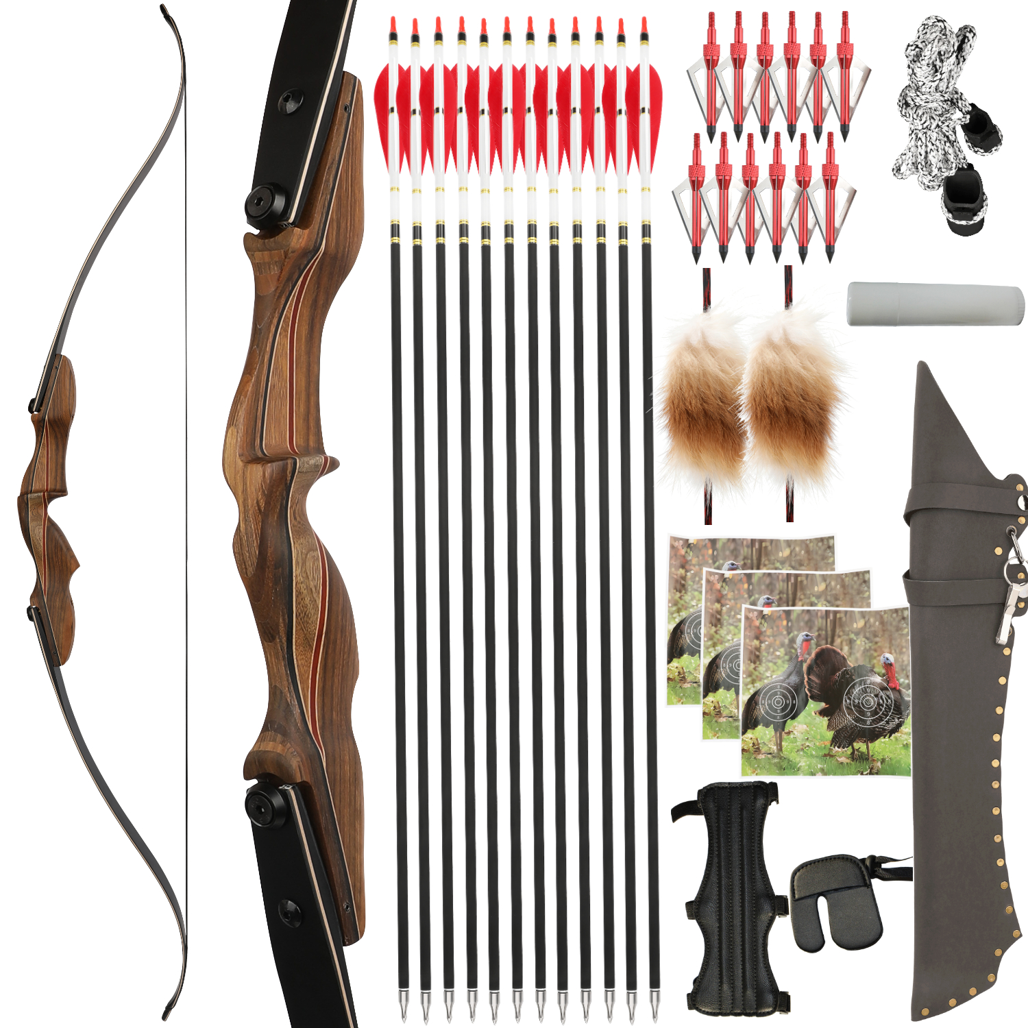 KAIMEI 710 ILF Hunting Recurve Bow Set 30-60lbs 60" Takedown