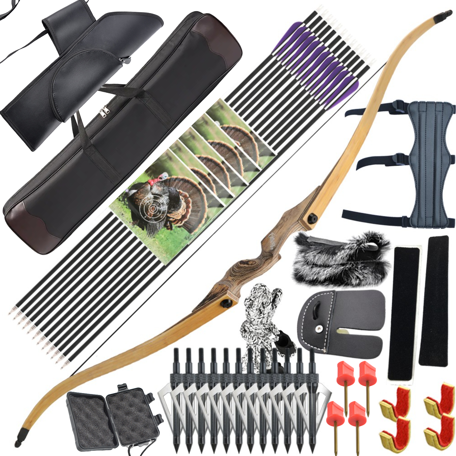 Black Hunter 60" Takedown Hunting Recurve Bow Set 20-60lbs LH RH