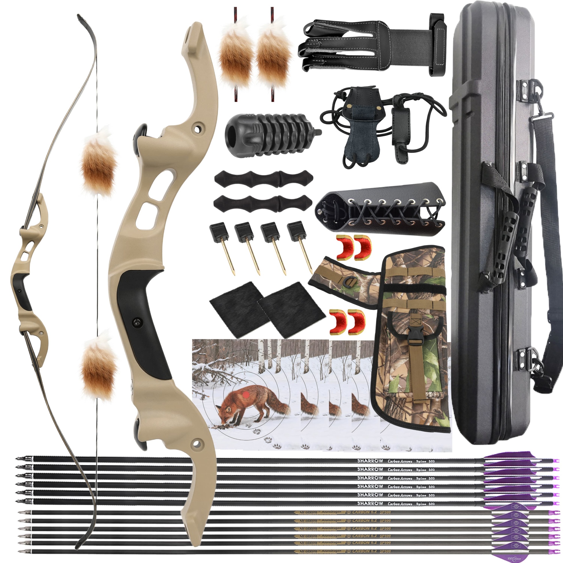 TBOW H3 Hunting Takedown Recurve Bow Kit Formula 62" 25-60Ibs – WOLFMAN ...