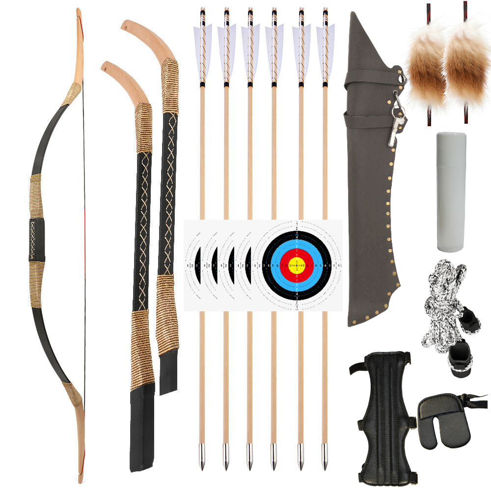 55inch Traditional Bow Wood Horse Bow 20-35lbs RH LH Takedown