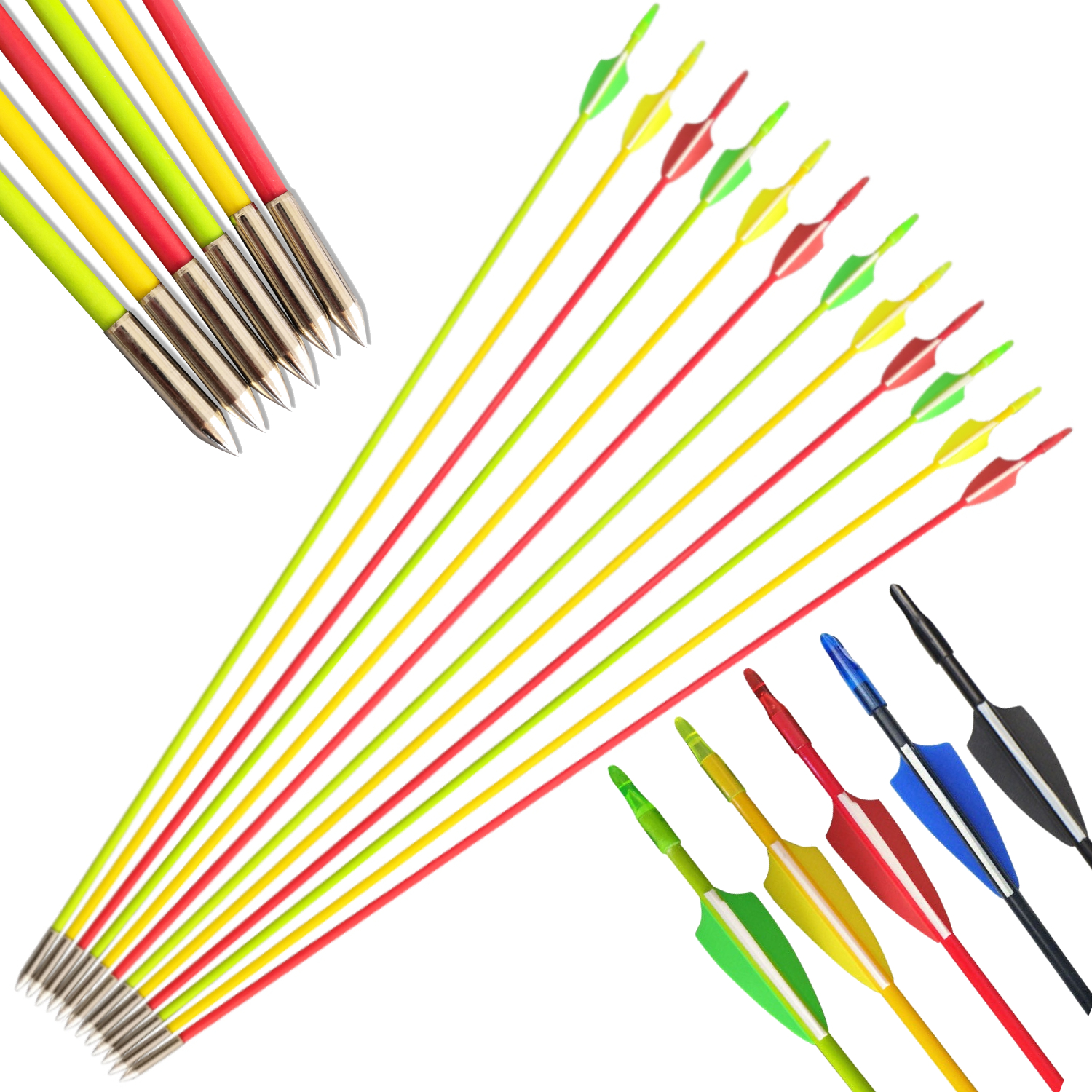 31" Fiberglass Arrows Target Practice Recurve Bow Hunting Shooting