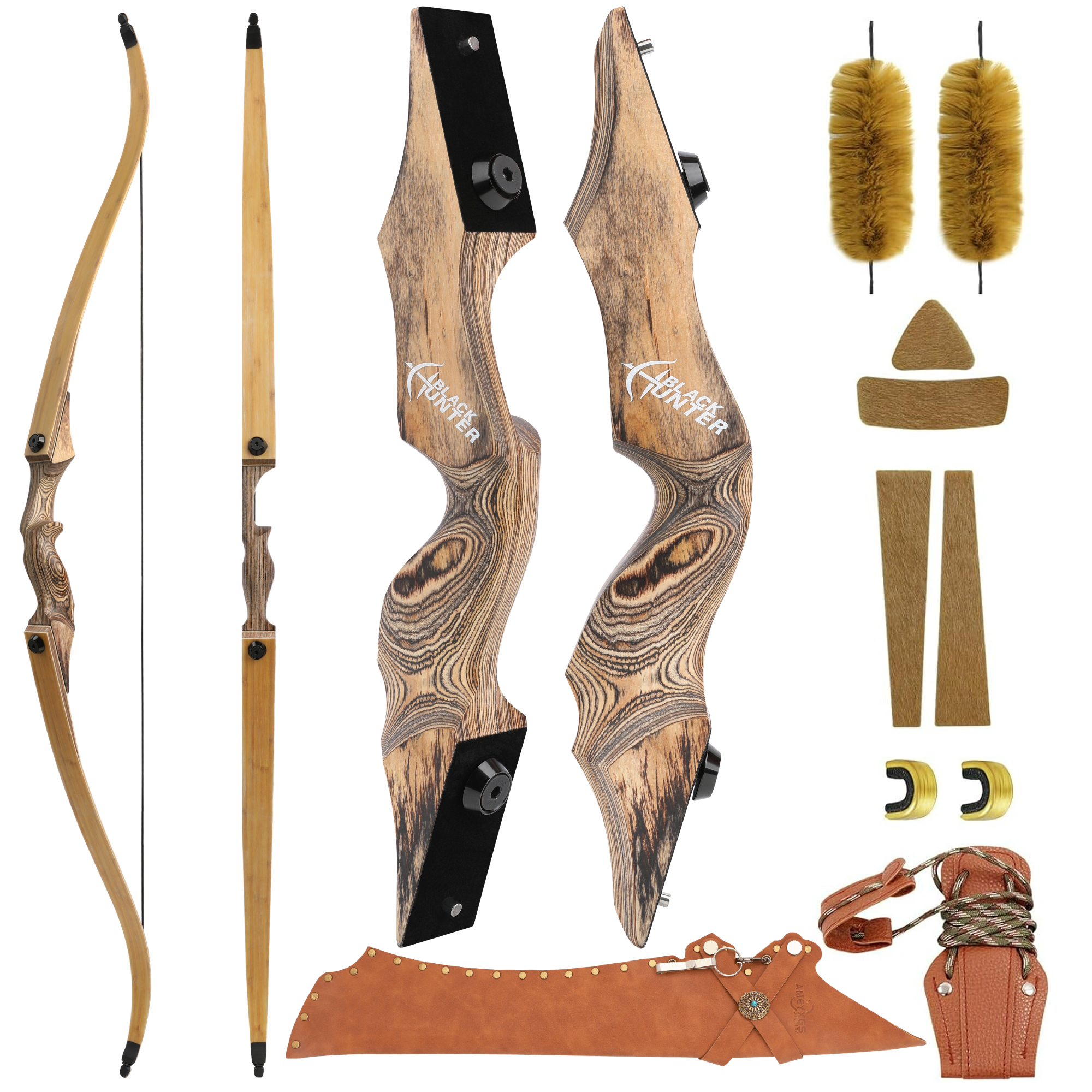 BLACK HUNTER Hunting Recurve Bow 60" 20-60 lbs Archery Target 