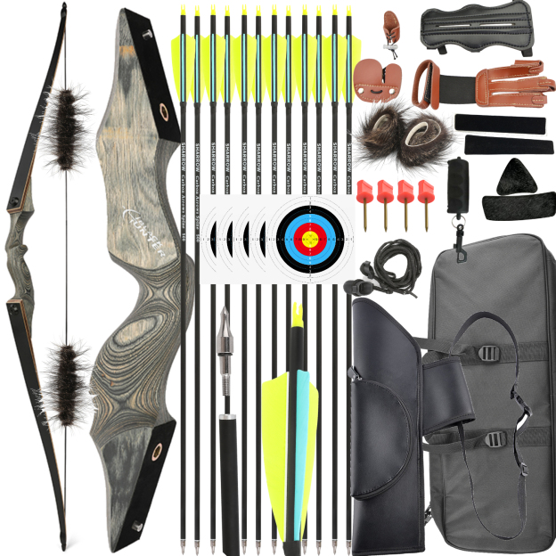 Black Hunter Longbow Hunting Bow and  Arrow Set LH RH