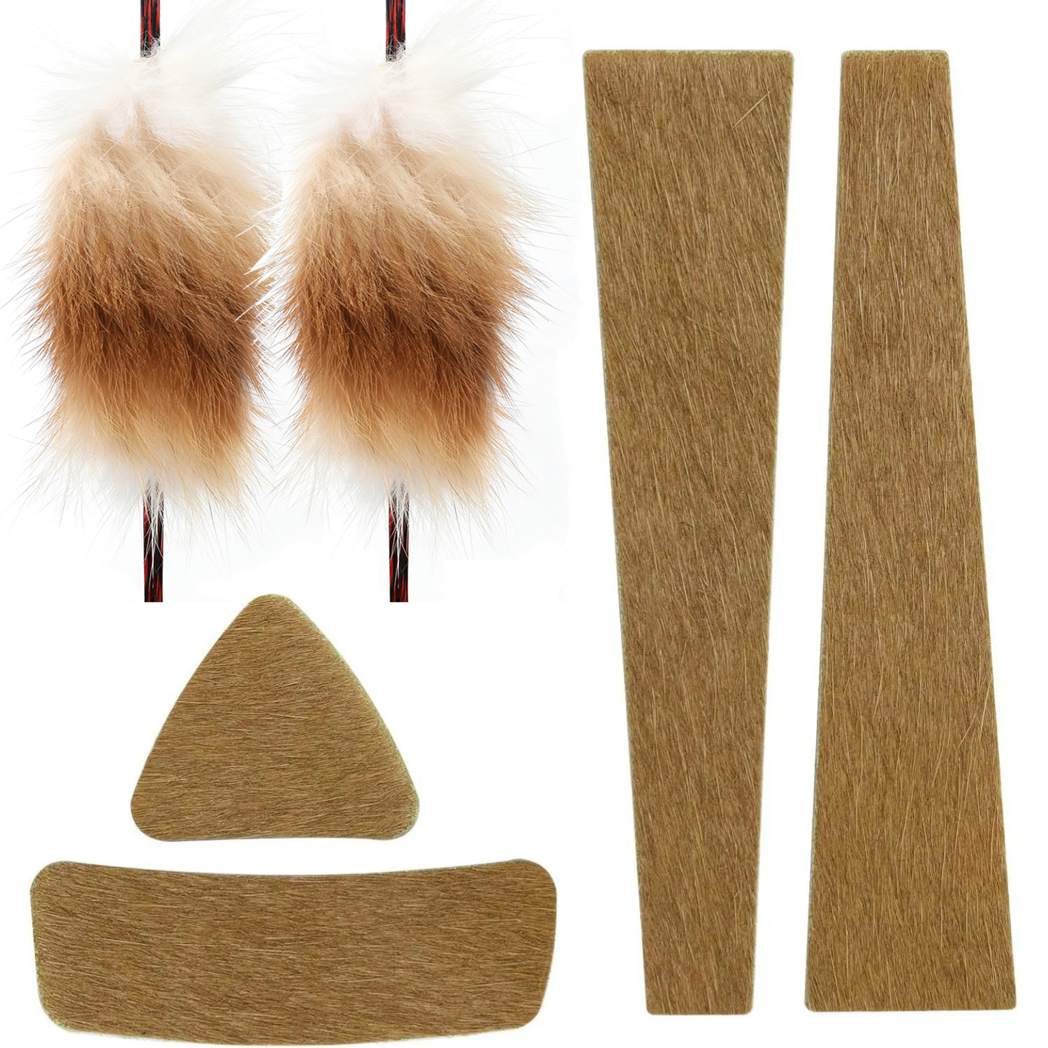 Professional Bow Silencer Set Rabbit Fur Genuine Leather