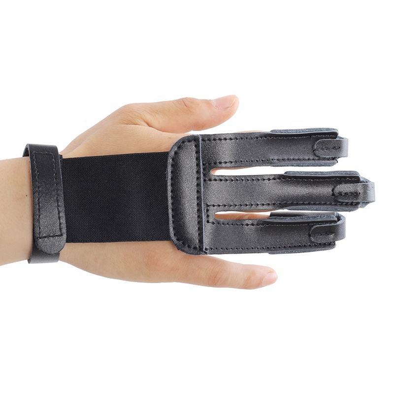Three Finger Archery Glove Leather Tab Guard
