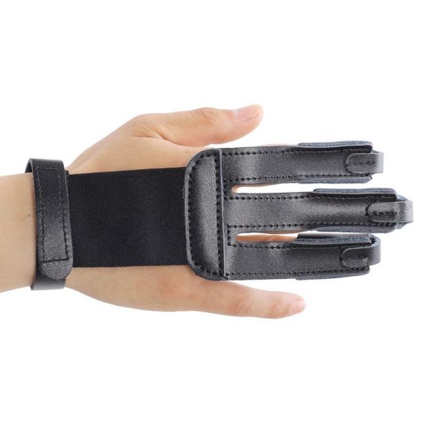 Three Finger Archery Glove Leather Tab Guard