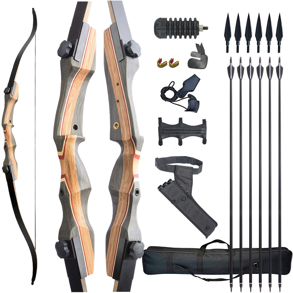 62" Takedown Recurve Bow and Arrow Set for Hunting & Target RH