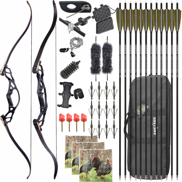 KAIMEI Takedown Recurve Bow Kit 62" 30-60lbs Adult Hunting