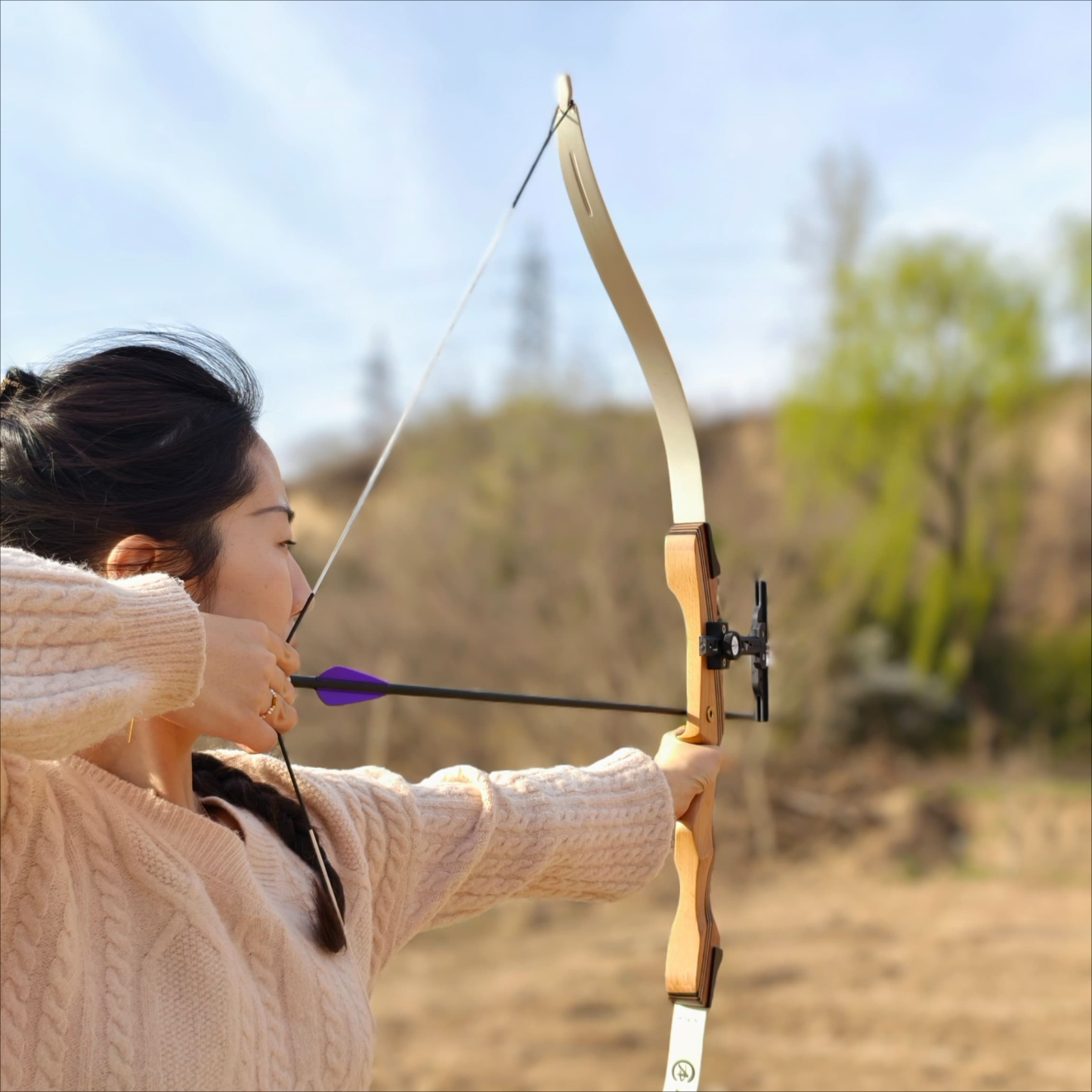 Youth Recurve Bow 10-20lbs Wooden Archery Beginner Practice Shoot Gift