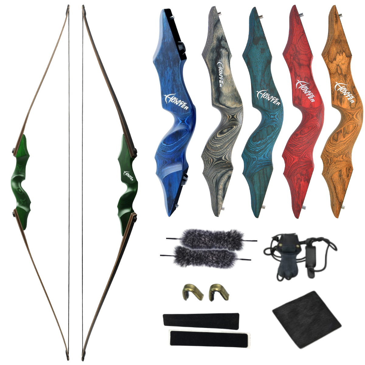 Black Hunter Hunting Longbow for Adult 60 inch 20-60lbs RH LH Target