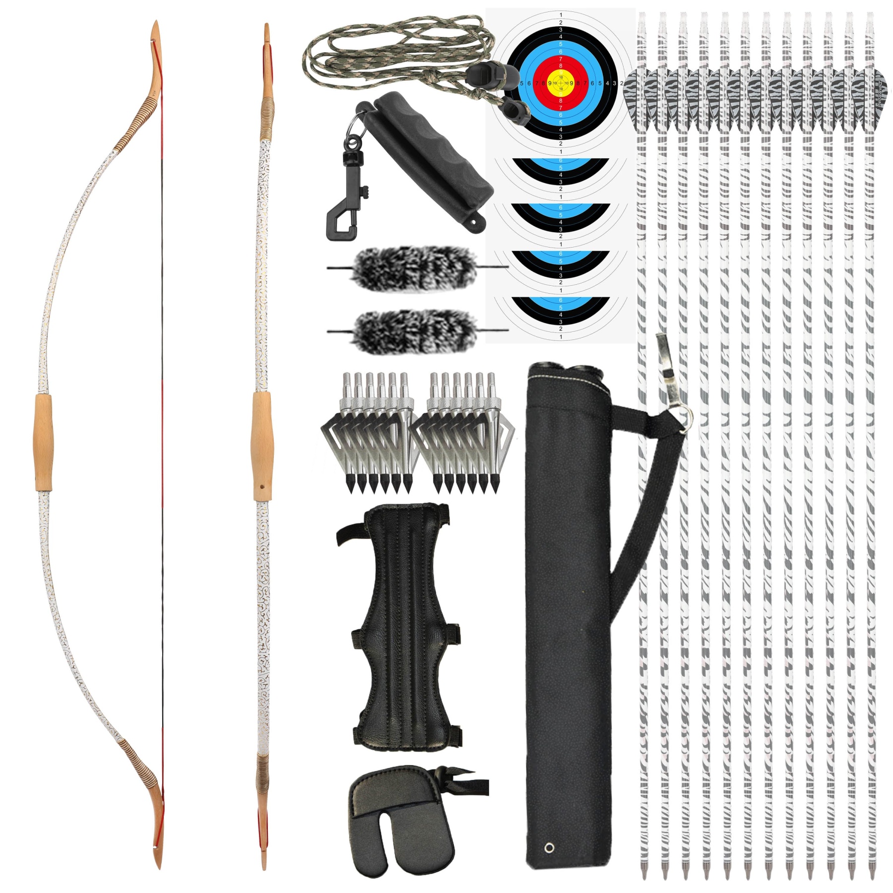 20-40lbs Archery 53" Traditional Bow Hunting Takedown - Adjustable Draw Weight for All Archers
