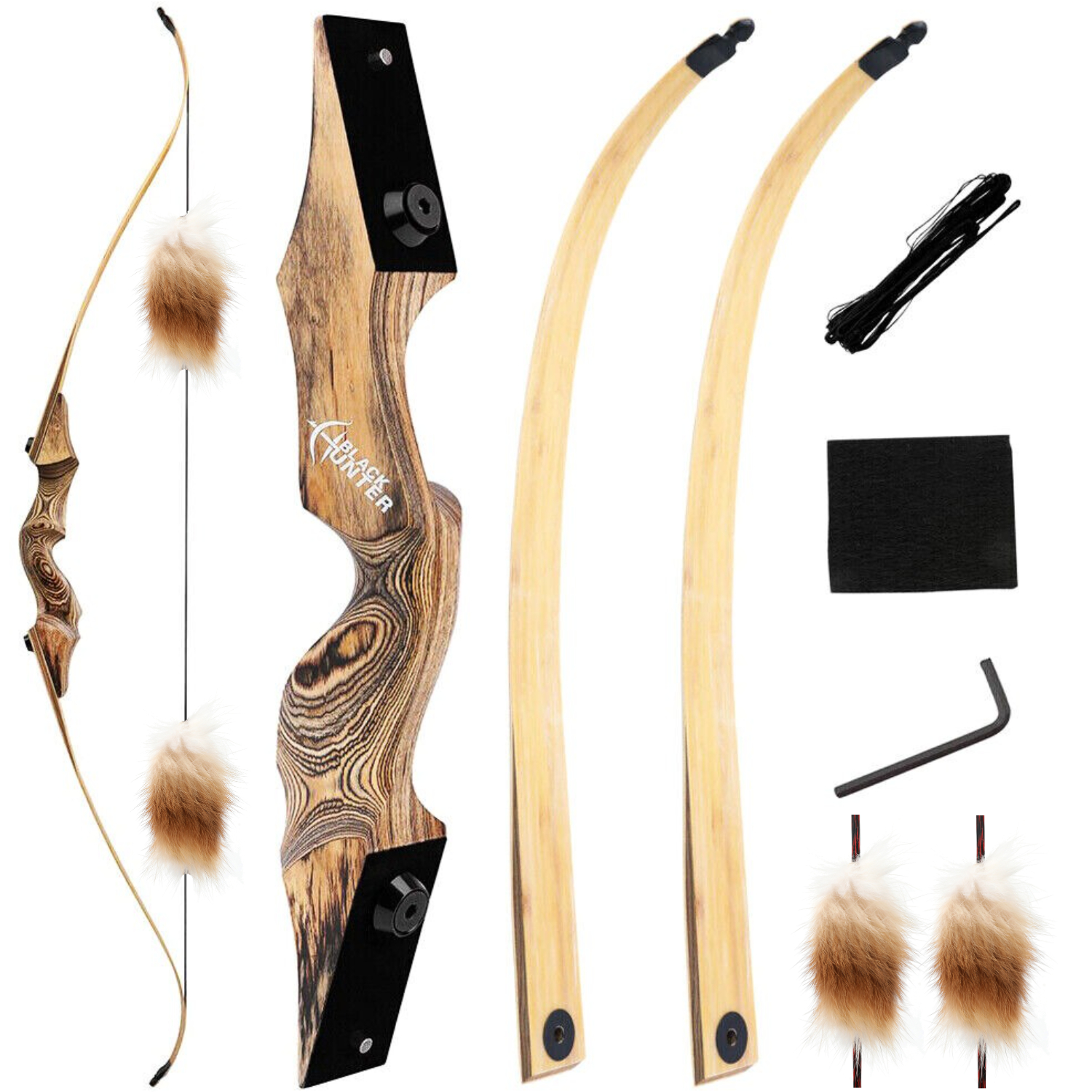 Original Black Hunter Takedown Recurve Bow LH RH 20-60lbs Hunting