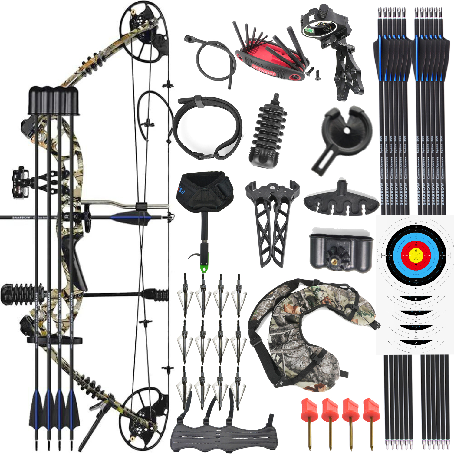 Junxing M125 Compound Bow Set 30-70lbs RH/LH 320FPS Hunting