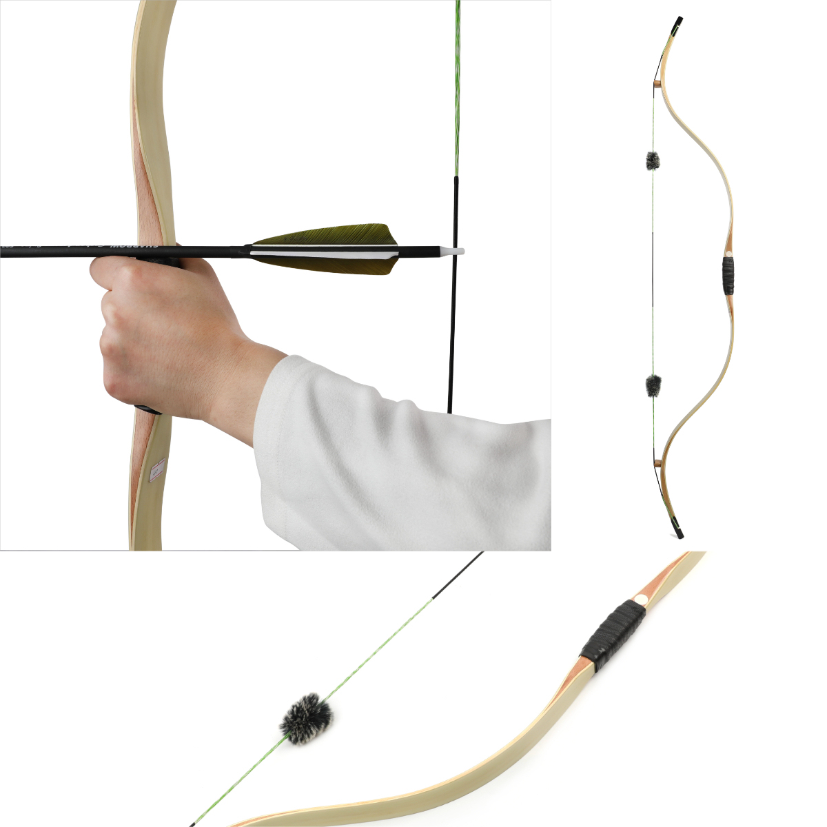 58" One Piece Traditional Bow 20-45lbs Archery RH LH