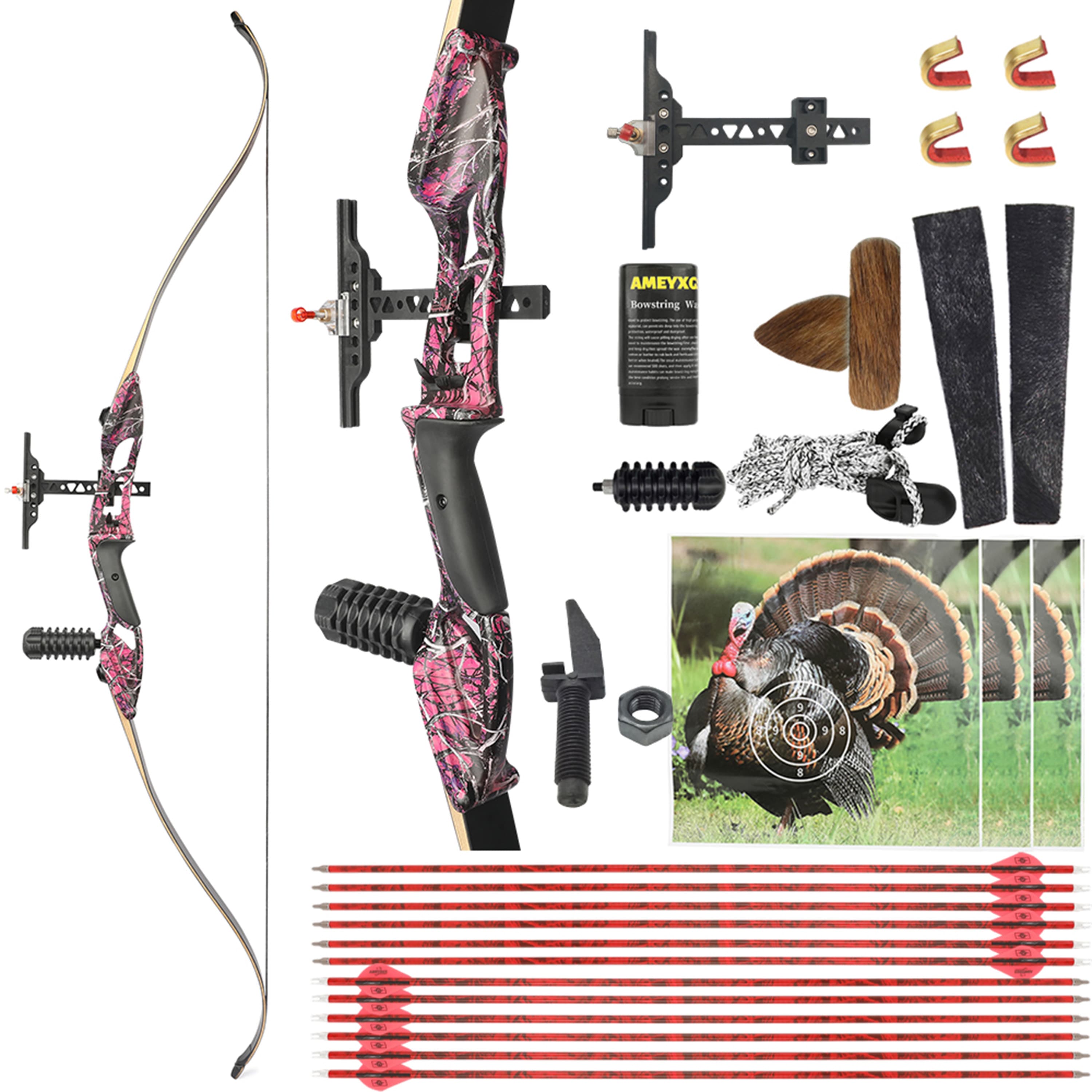 JUNXING F179 Hunting Recurve Bow Arrows Set 56" Archery