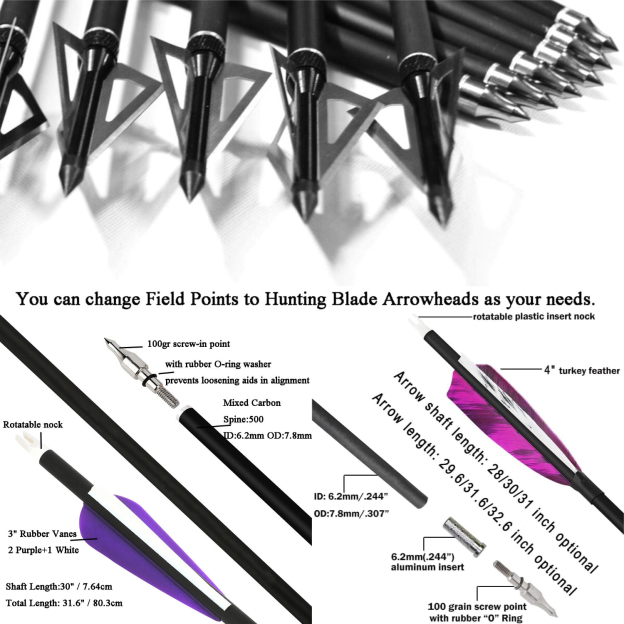 Black Hunter Longbow Recurve Bow and Arrows Set Hunting LH RH