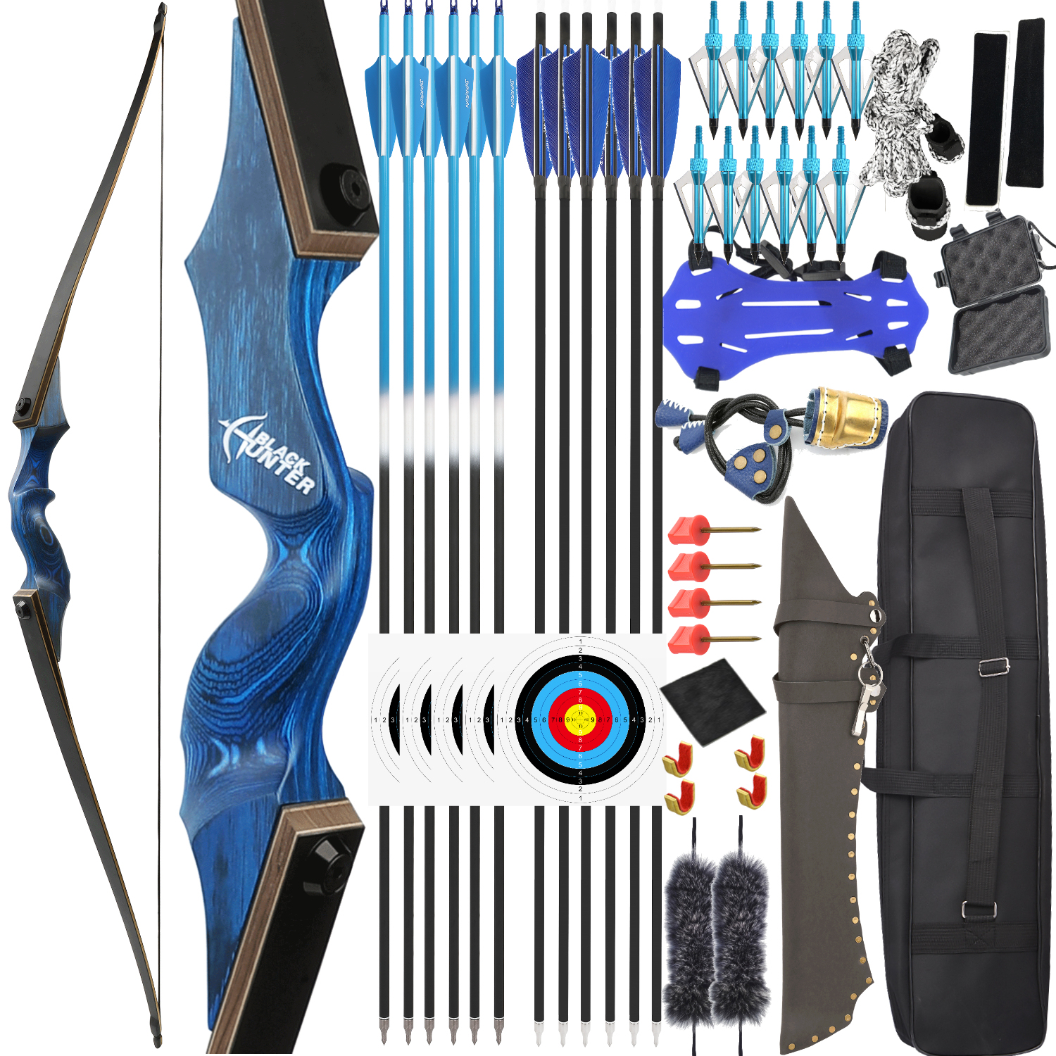 BLACK HUNTER Recurve Bow Set 20-60lbs RH/LH