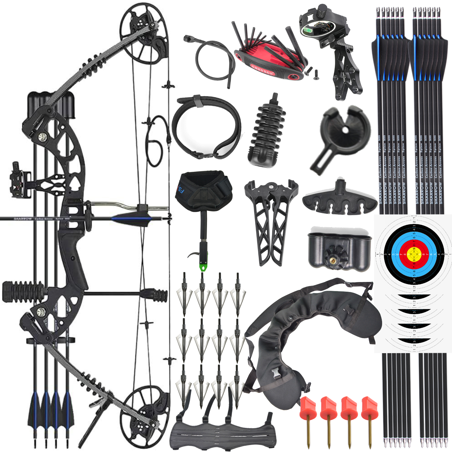 Junxing M125 Compound Bow Set 30-70lbs RH/LH 320FPS Hunting