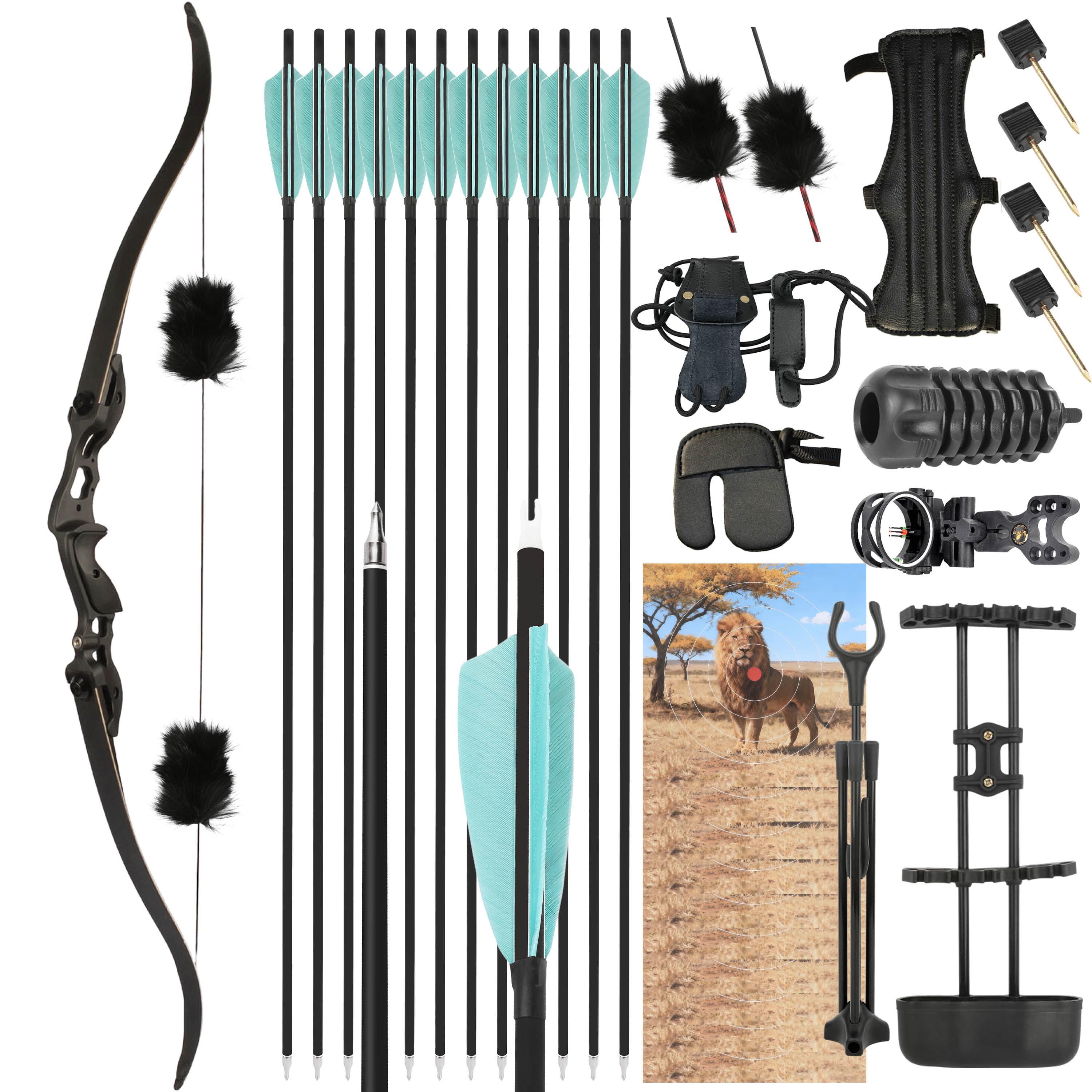 Junxing F185 Recurve Bow American Hunting Bow Kit 56" 58" 60" 30-50lbs